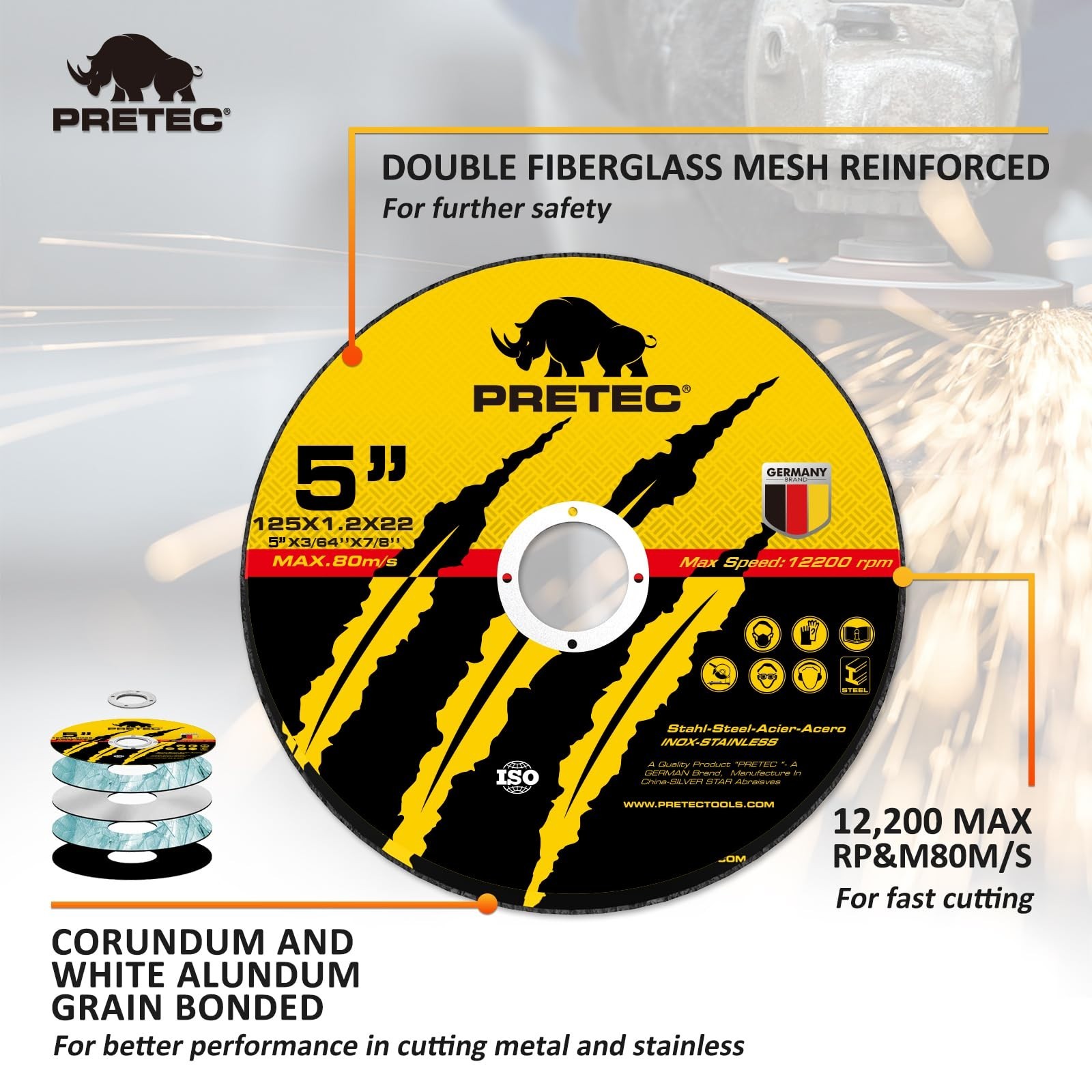 110 PCS 5 inch Cut Off Wheel 5x.045x7/8" Cut off Wheel Cutting Discs Steel Metal