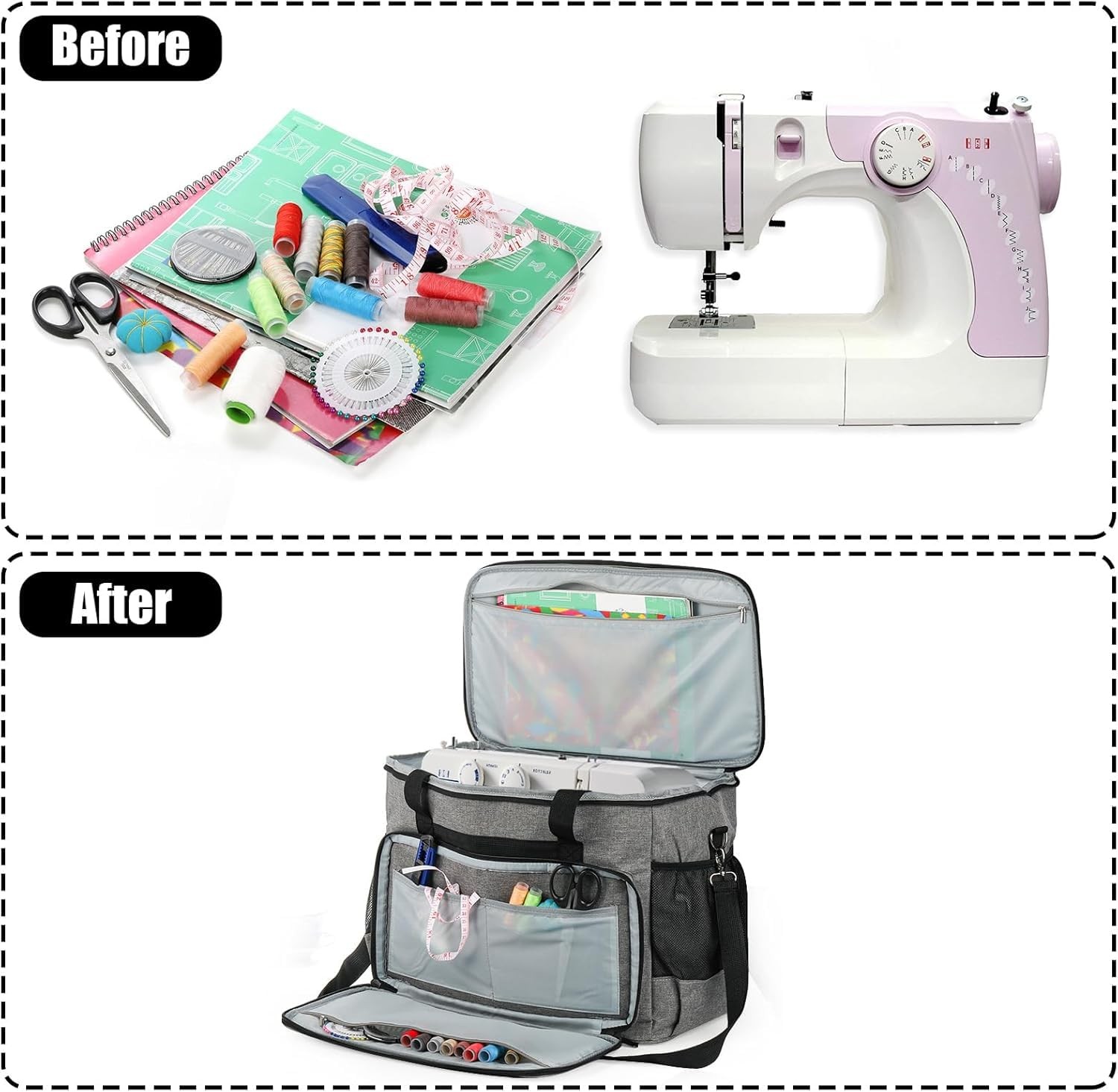 Universal Sewing Machine Carrying Case Tote Bag with Padding