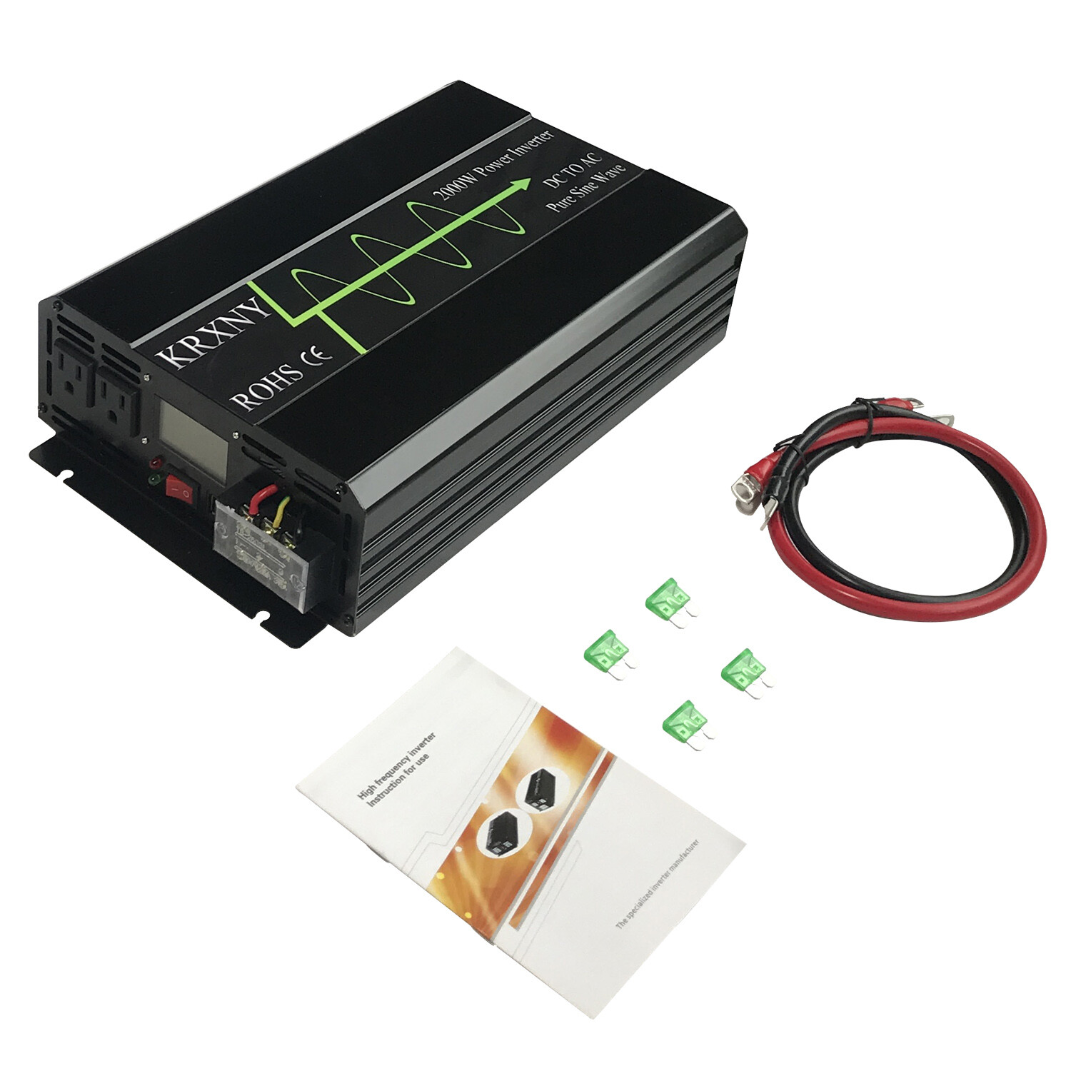 Pure Sine Wave Power Inverter 2000W 48V DC to 120V AC 60Hz LCD Display US