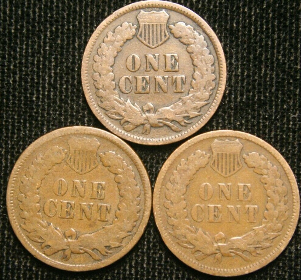 1903 1904 1905 1c Indian Head Cent Penny Set Lot , All 3 Coins , Circulated