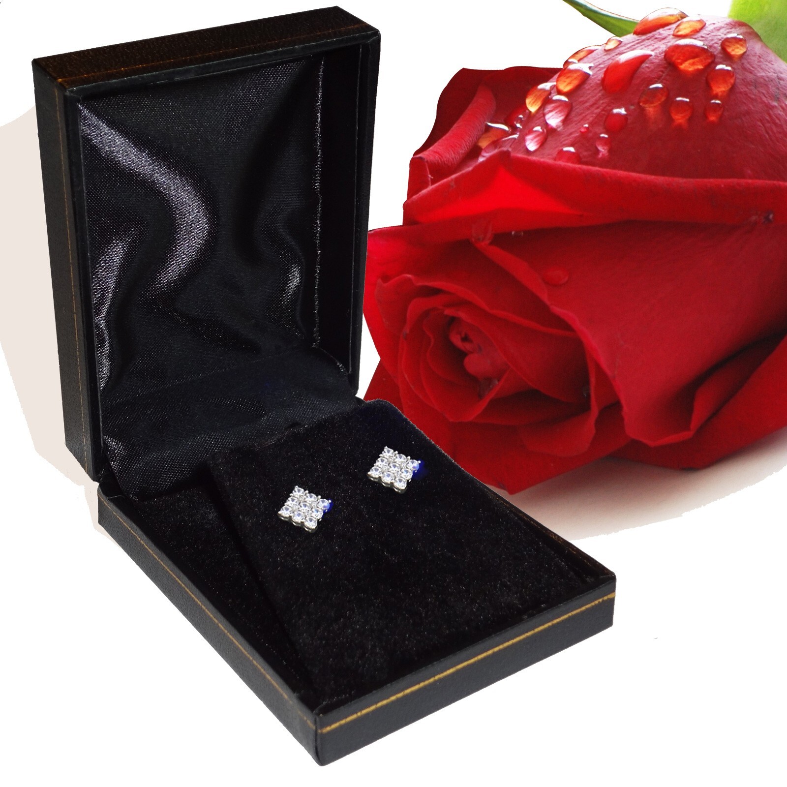 3 Ct Princess Cut GRA Moissanite Stud Earrings 14K Solid White Gold 6.5mm New