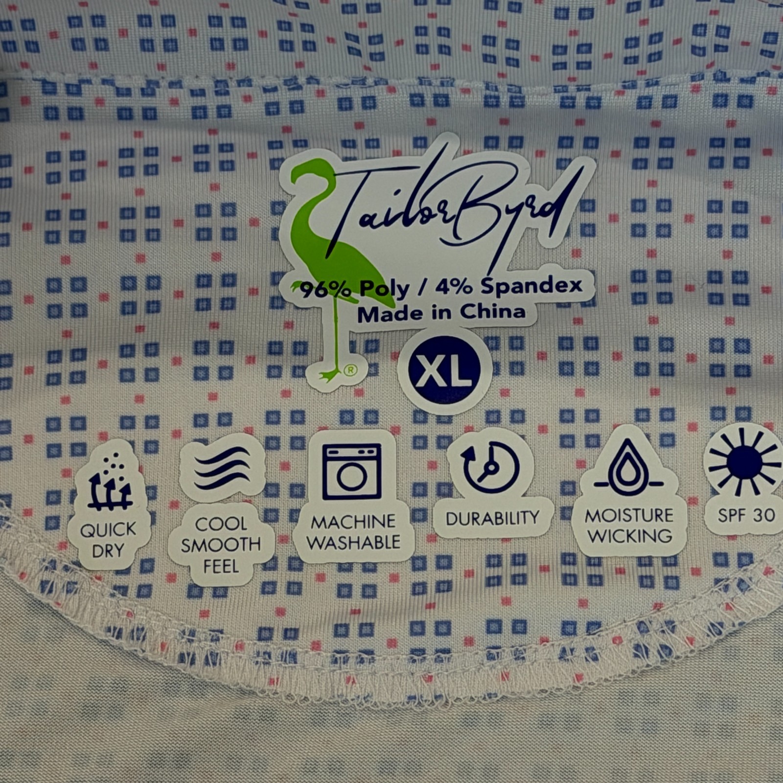 TailorByrd Performance 1/4 Zip Pullover Men's XL White Geo Print Active/Golf NWT