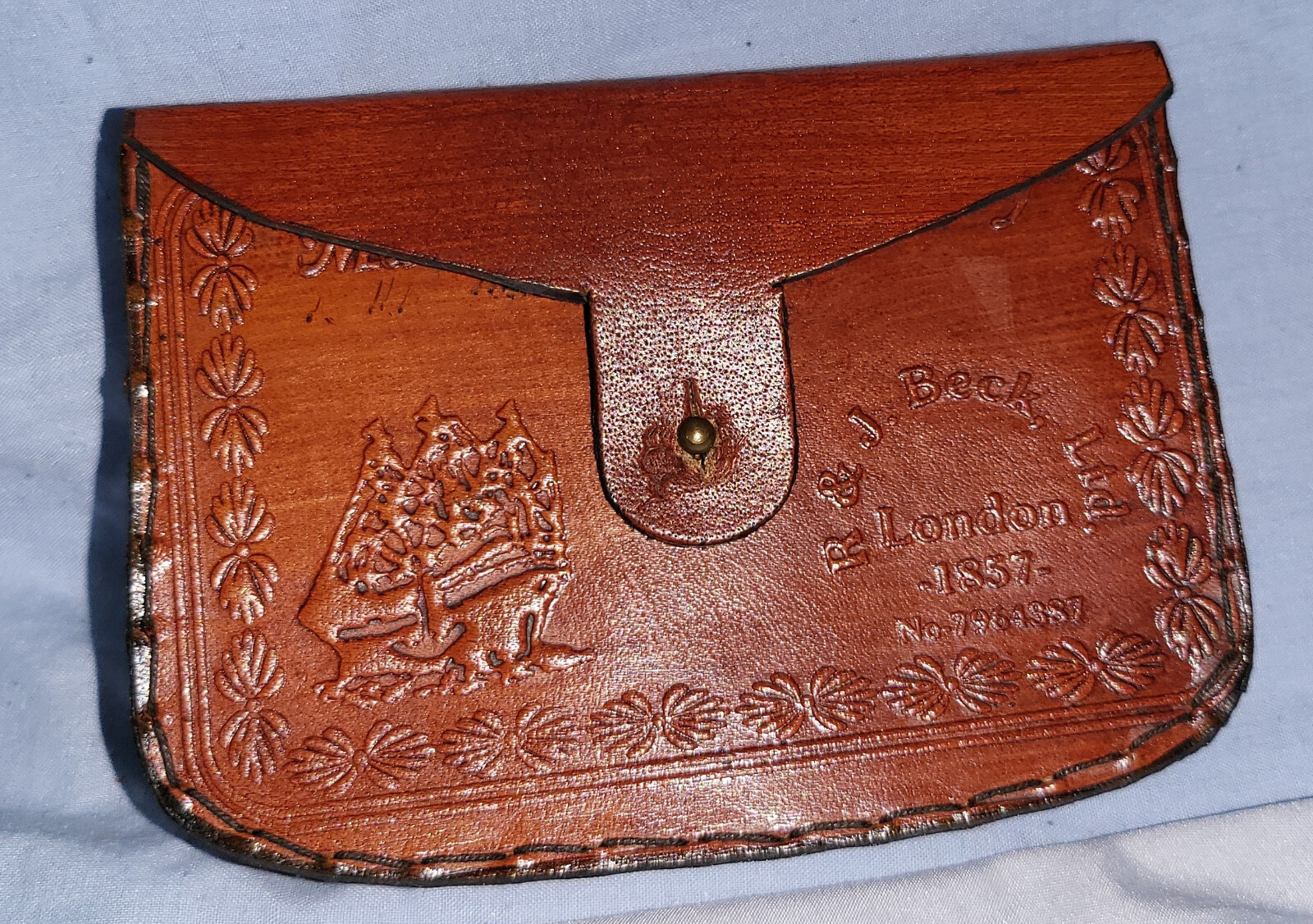 Gold Folding Binoculars Leather Case London Royal Navy Ship Opera Glasses Retro