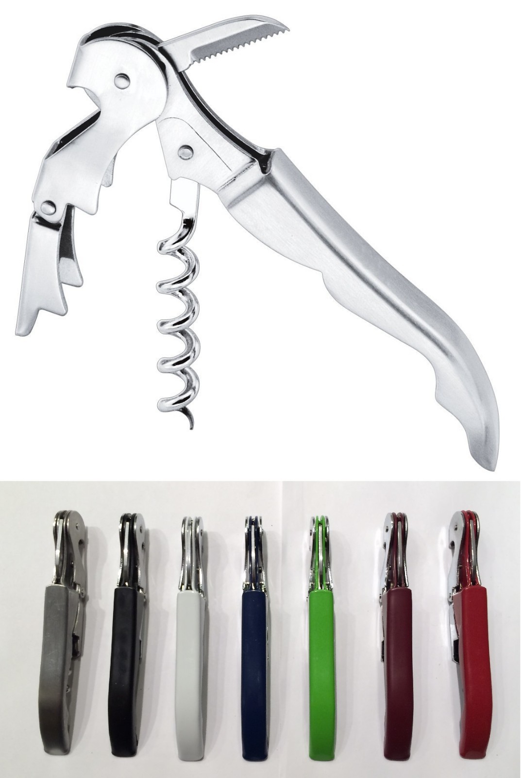 1 - 60 Stainless Corkscrew Doubled Hinged Waiters Wine Bottle Opener Foil Cutter
