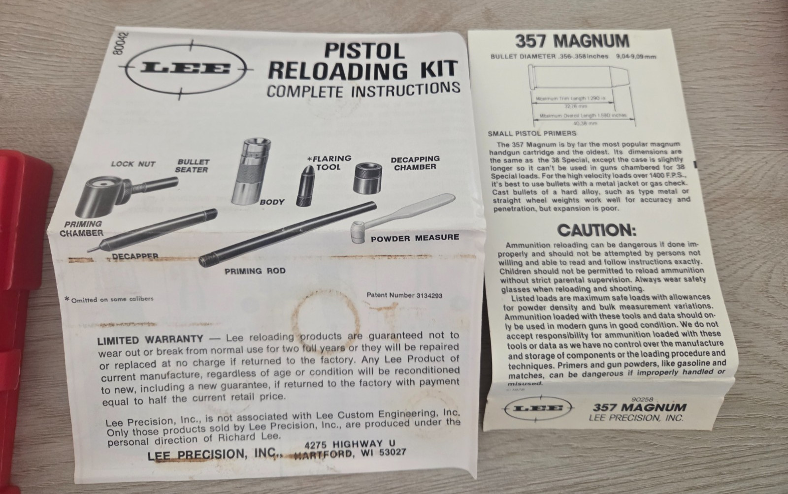 LEE LOADER Reloading Classic Die Sets Your Choice of .45 .223 .357 .270 7mm