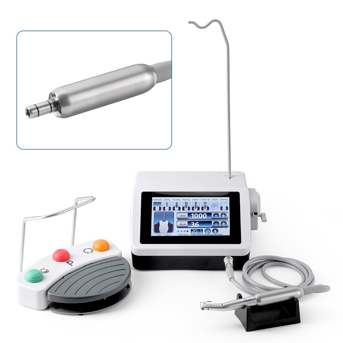 AZDENT Dental Brushless Implant Motor +20:1 LED Contra Handpiece Touch Screen