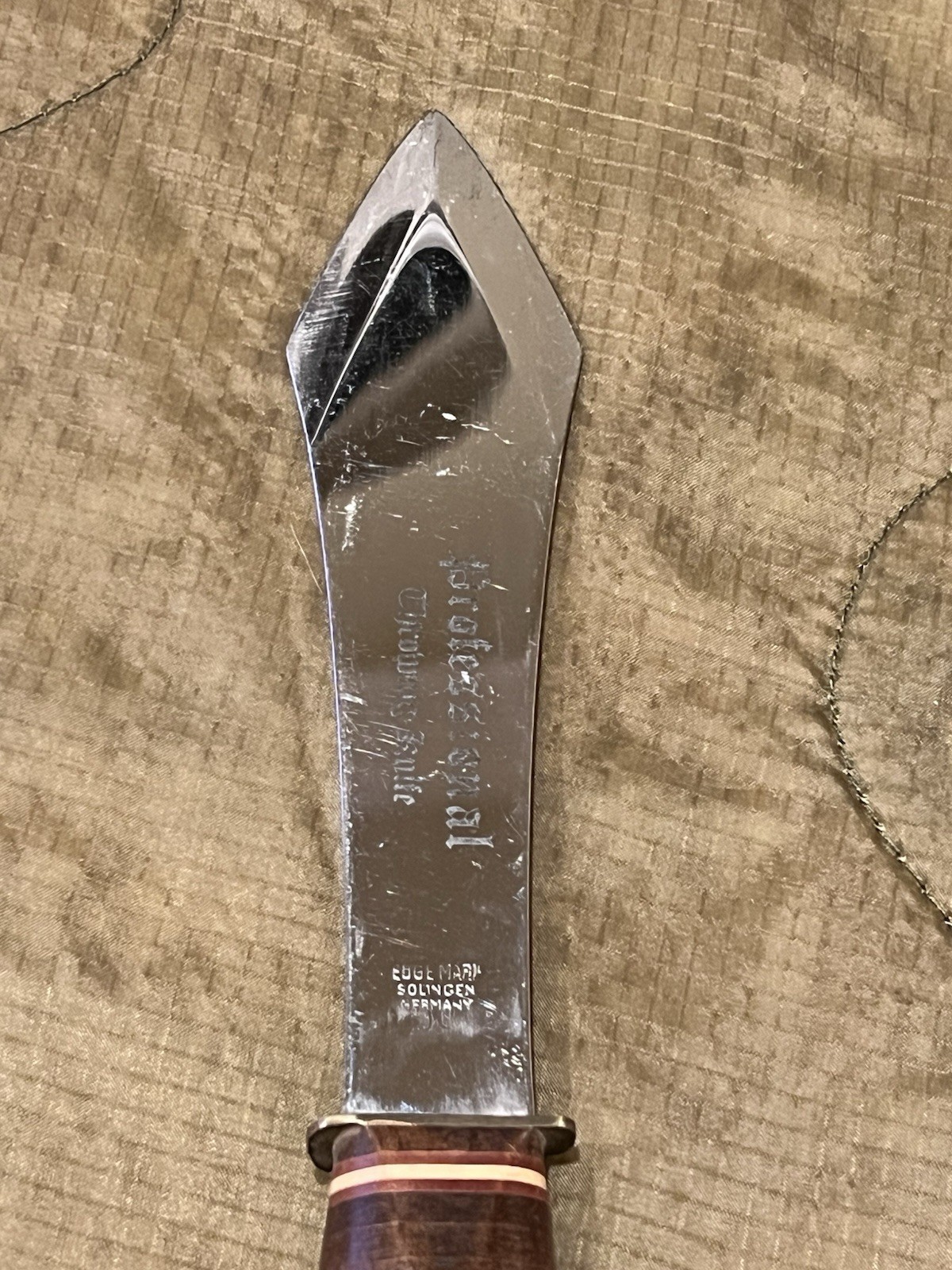 Vintage Edge Mark BULL’S EYE Throwing Knife w Sheath- Solingen Germany