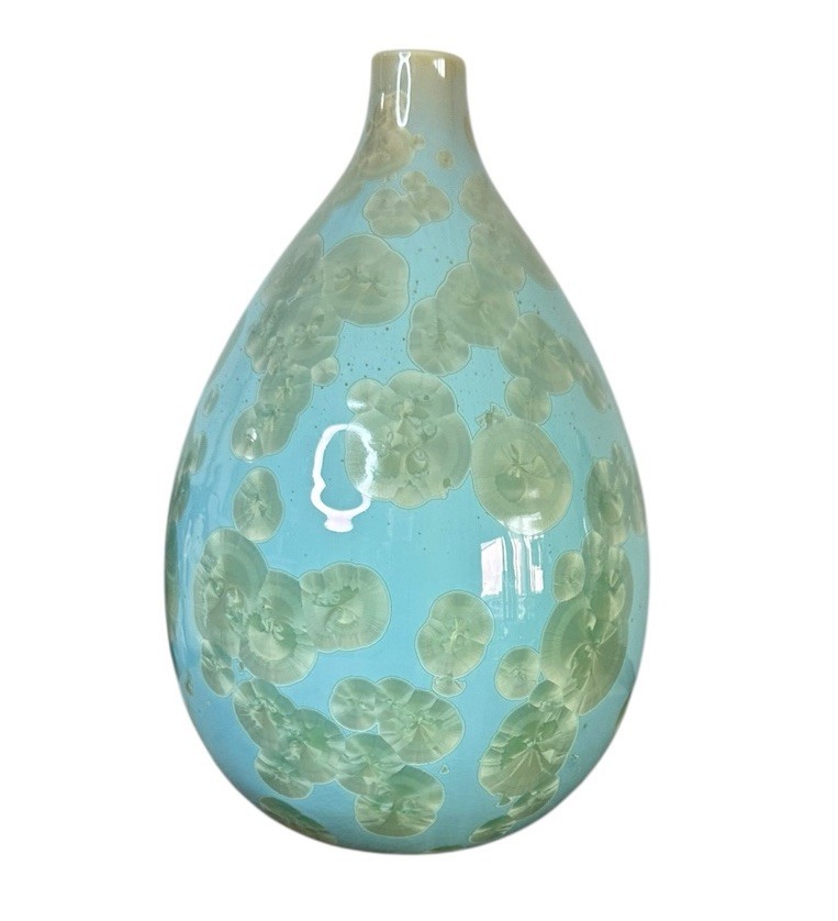 Simon Pearce Teardrop Jade Crystalline Vase Celadon Organic Studio Pottery