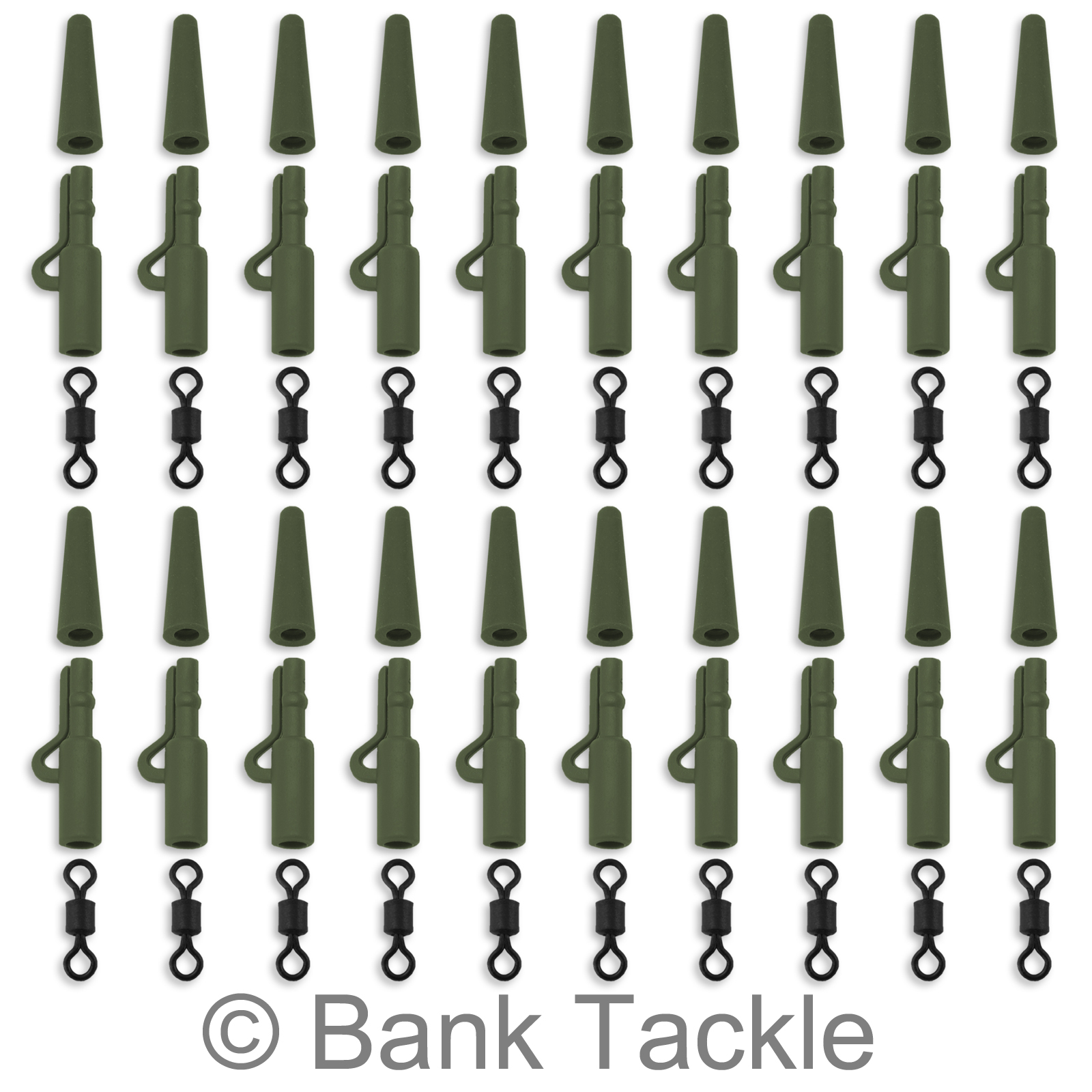 Lead Clips Tail Rubbers 60 Piece Tackle Set Size 8 Swivels Terminal Rig Carp (A)