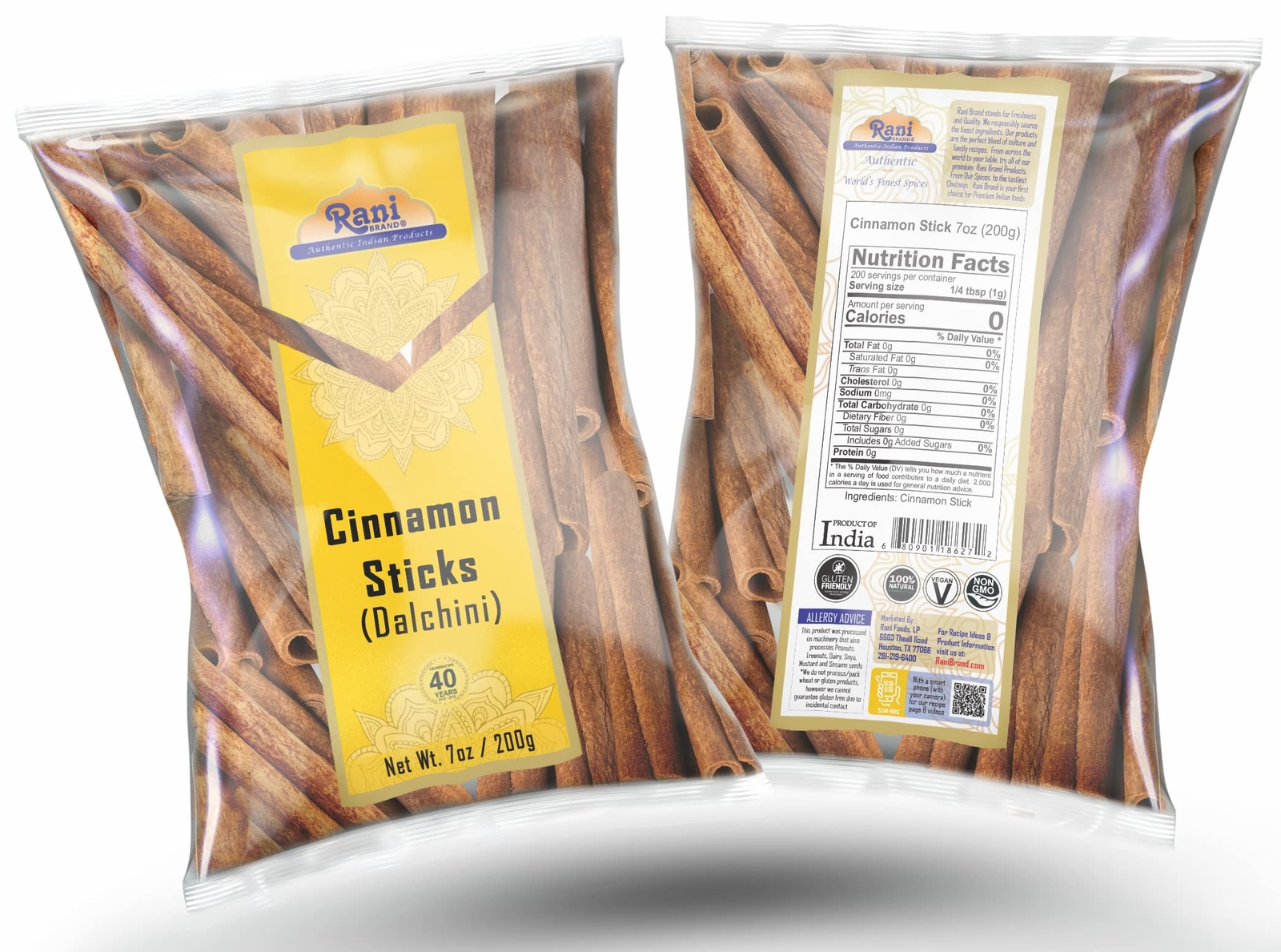 Rani Cinnamon Sticks 7oz (200g) ~ 22-26 Sticks 3 Inches in Length Cassia Round