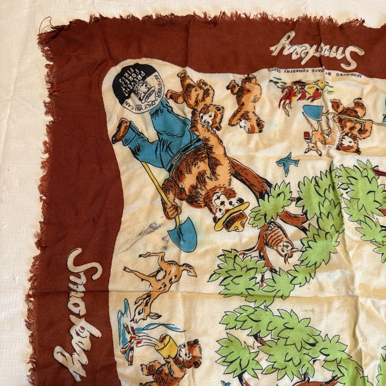 VTG 1940s-50s US Dept Agriculture SMOKEY THE BEAR Forestry Department SCARF-HTF