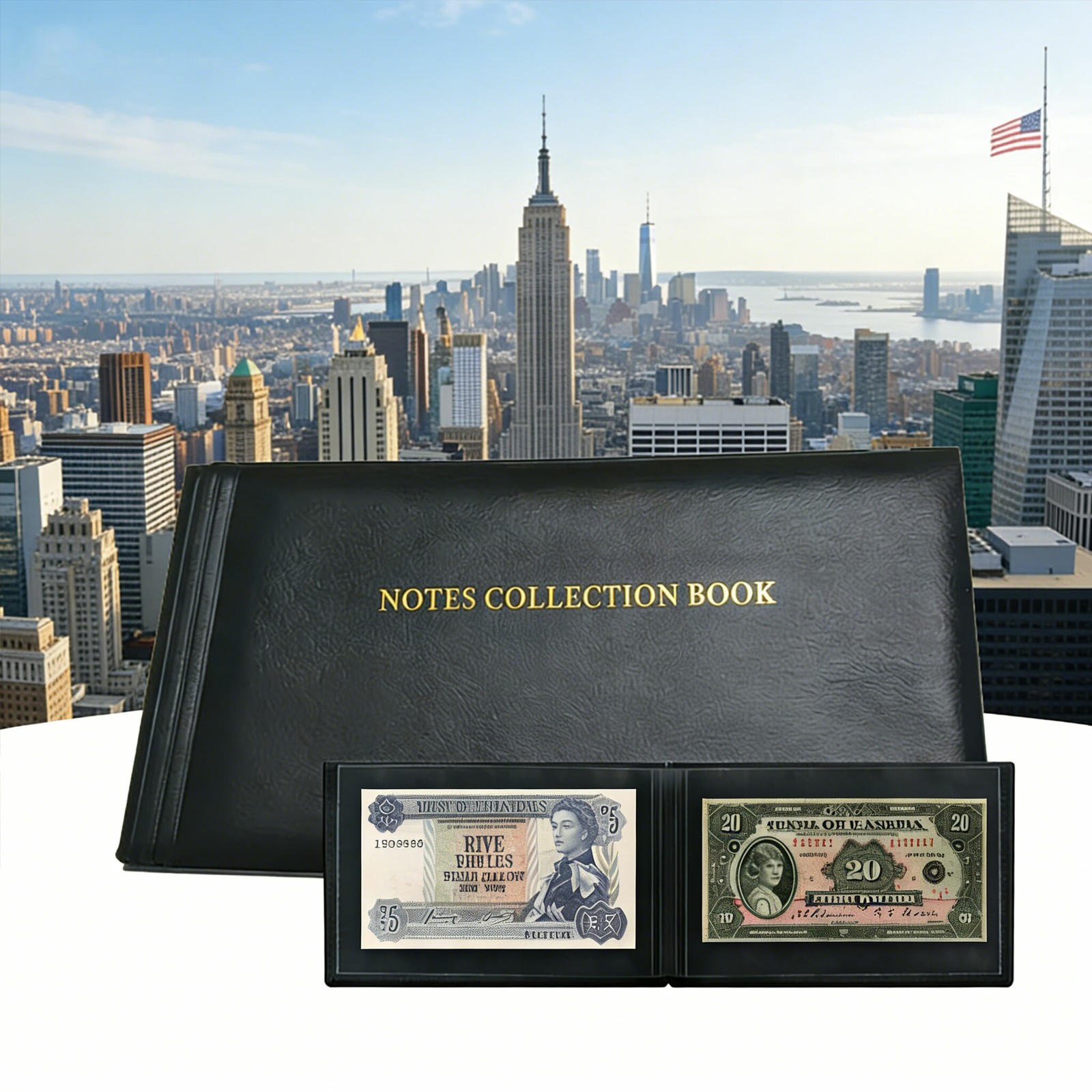 Premium Leather Banknote Collection Book 40 Pocket Currency Album Holder