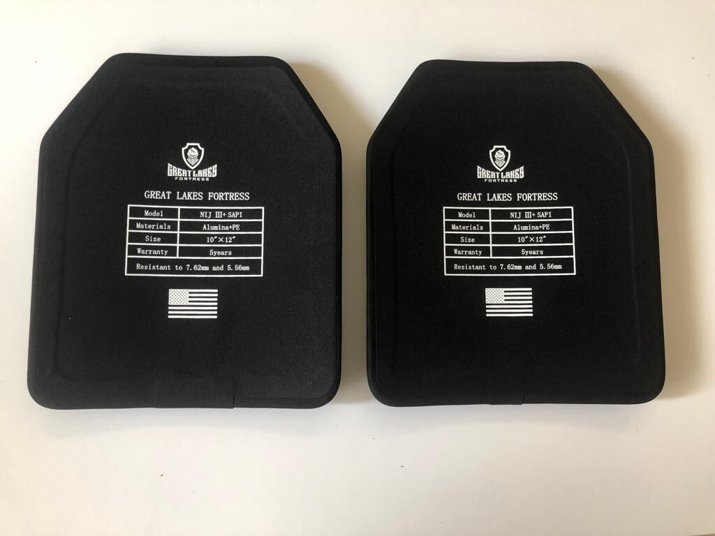 Tactical Level III+ Alumina Ceramic PE Curved Body Armor Plates PAIR 10 x 12