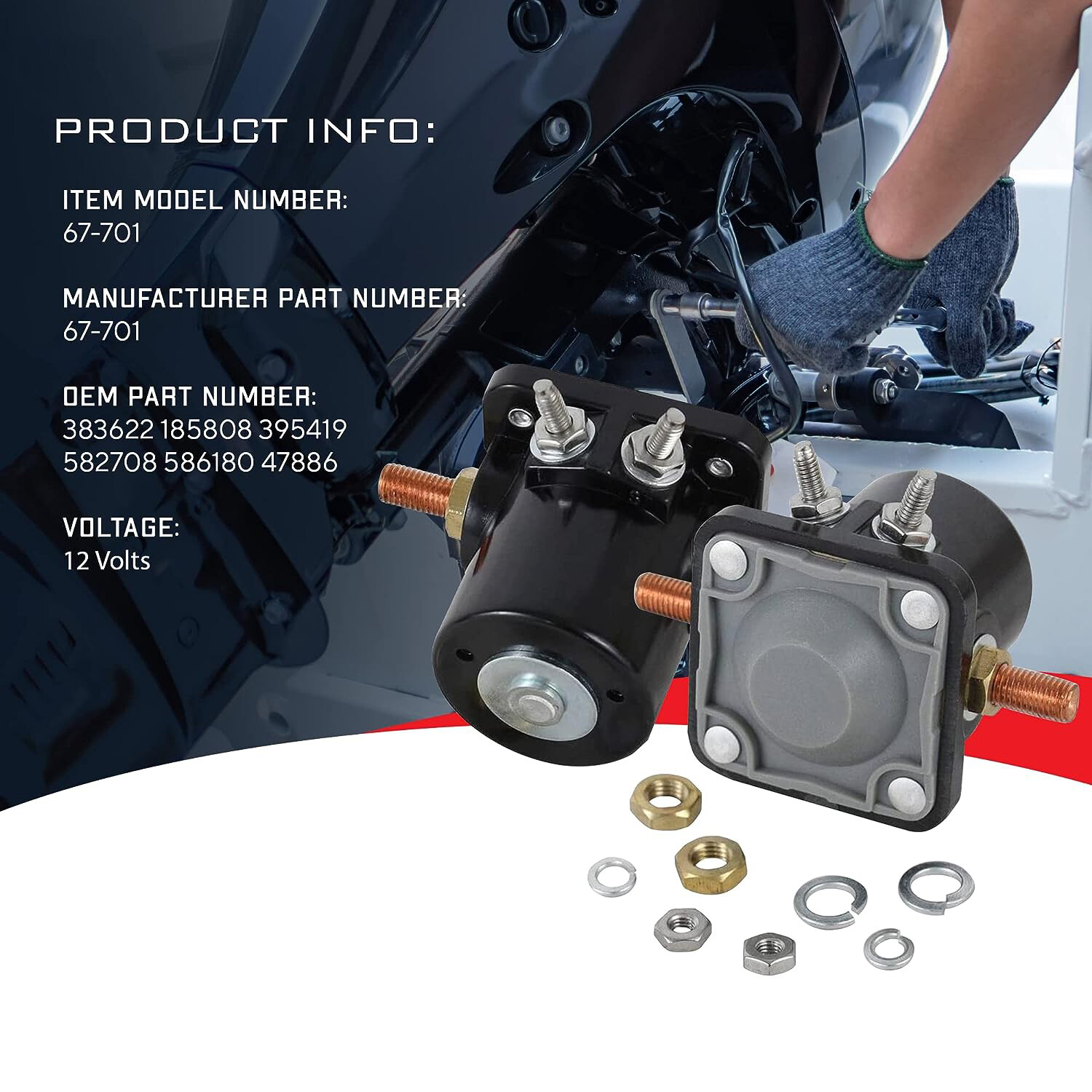 STARTER SOLENOID SWITCH FITS JOHNSON OMC EVINRUDE OUTBOARD 383622 18-5808 47886