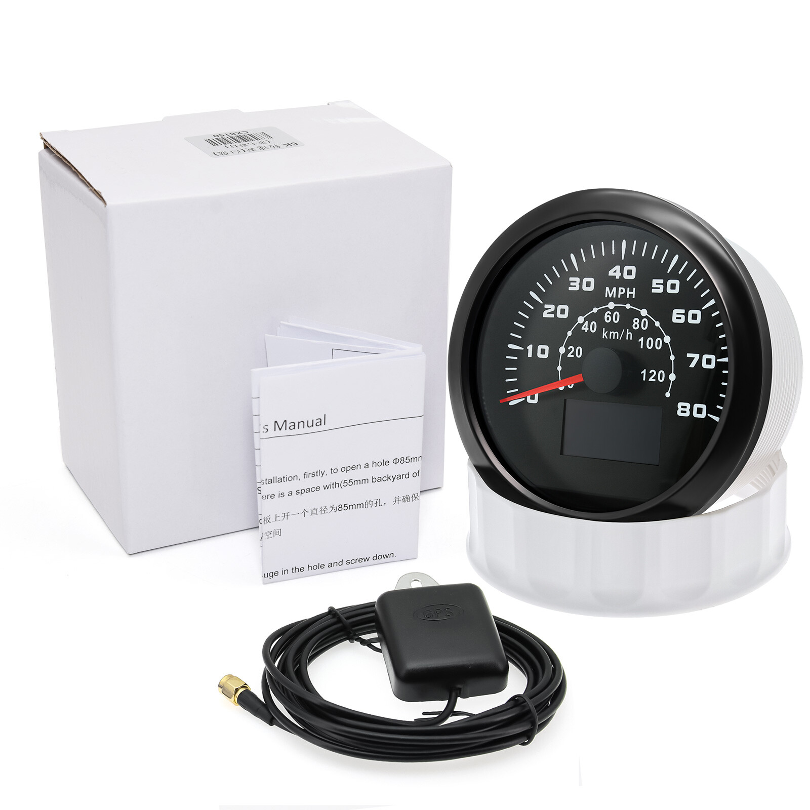 7 Gauge Set 85mm Boat GPS Speedometer 120km/h/80MPH Tachometer 8000RPM Gauge US