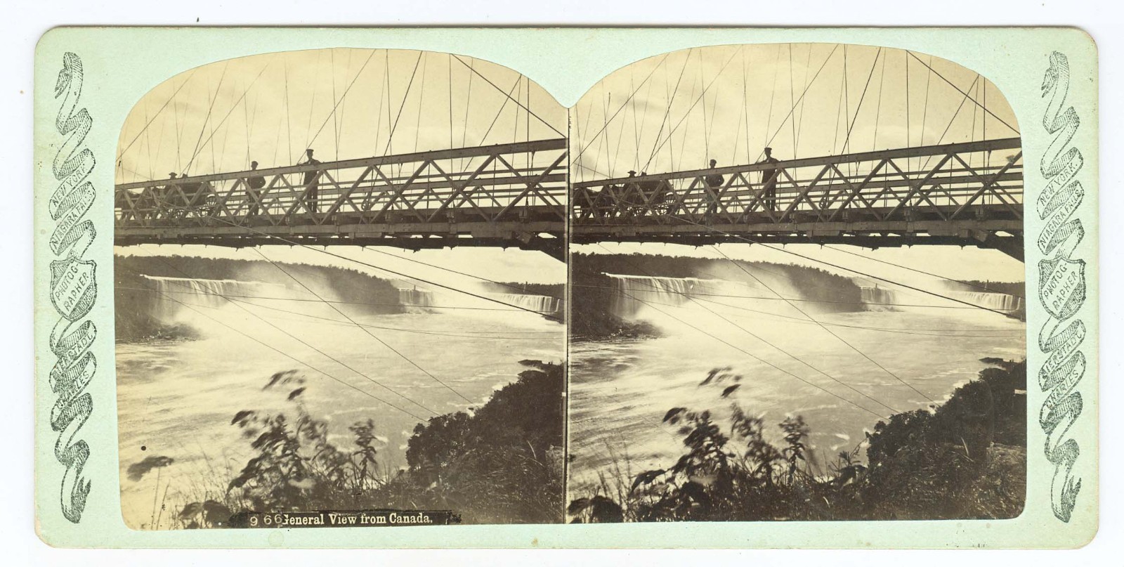 G2213~ NIAGARA View From Canada & Bridge 1870s Stereoview - Bierstadt