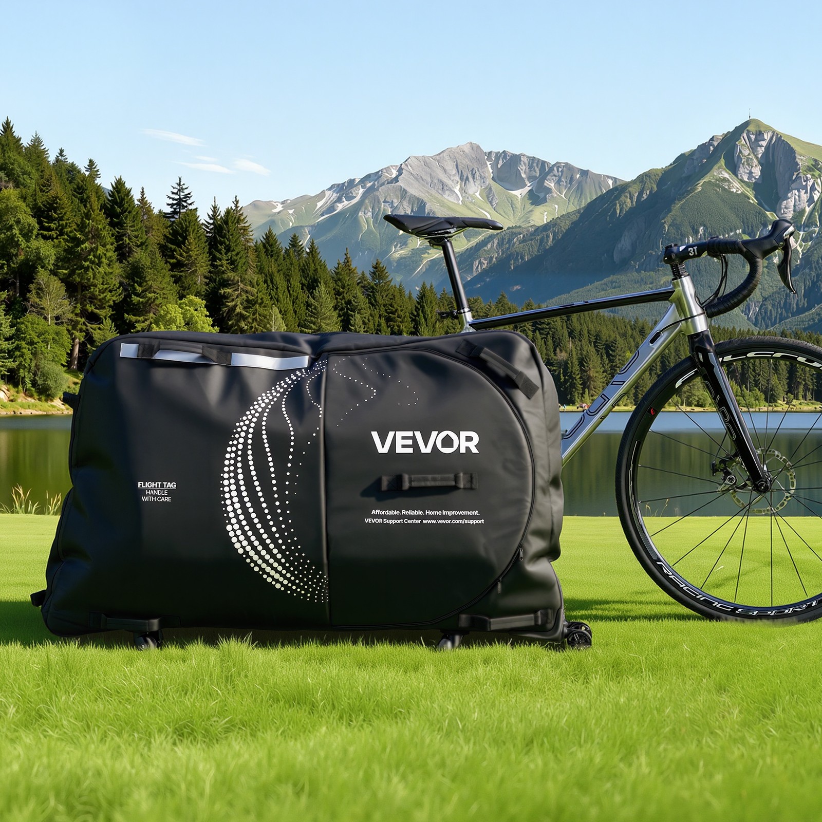 VEVOR Bike Travel Bag Max. Wheelbase 51 in 600D Bicycle Storage Carry Bag