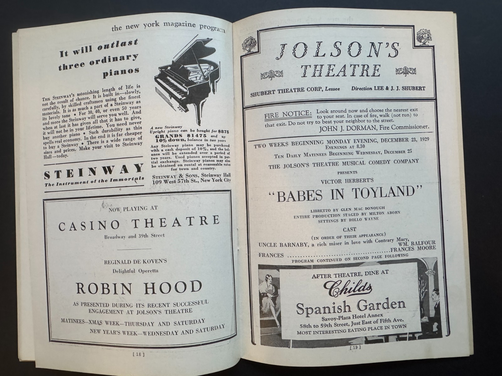 Vintage Broadway Theater Programs 1920s Art Deco Roxy, Jolsons, Majestic