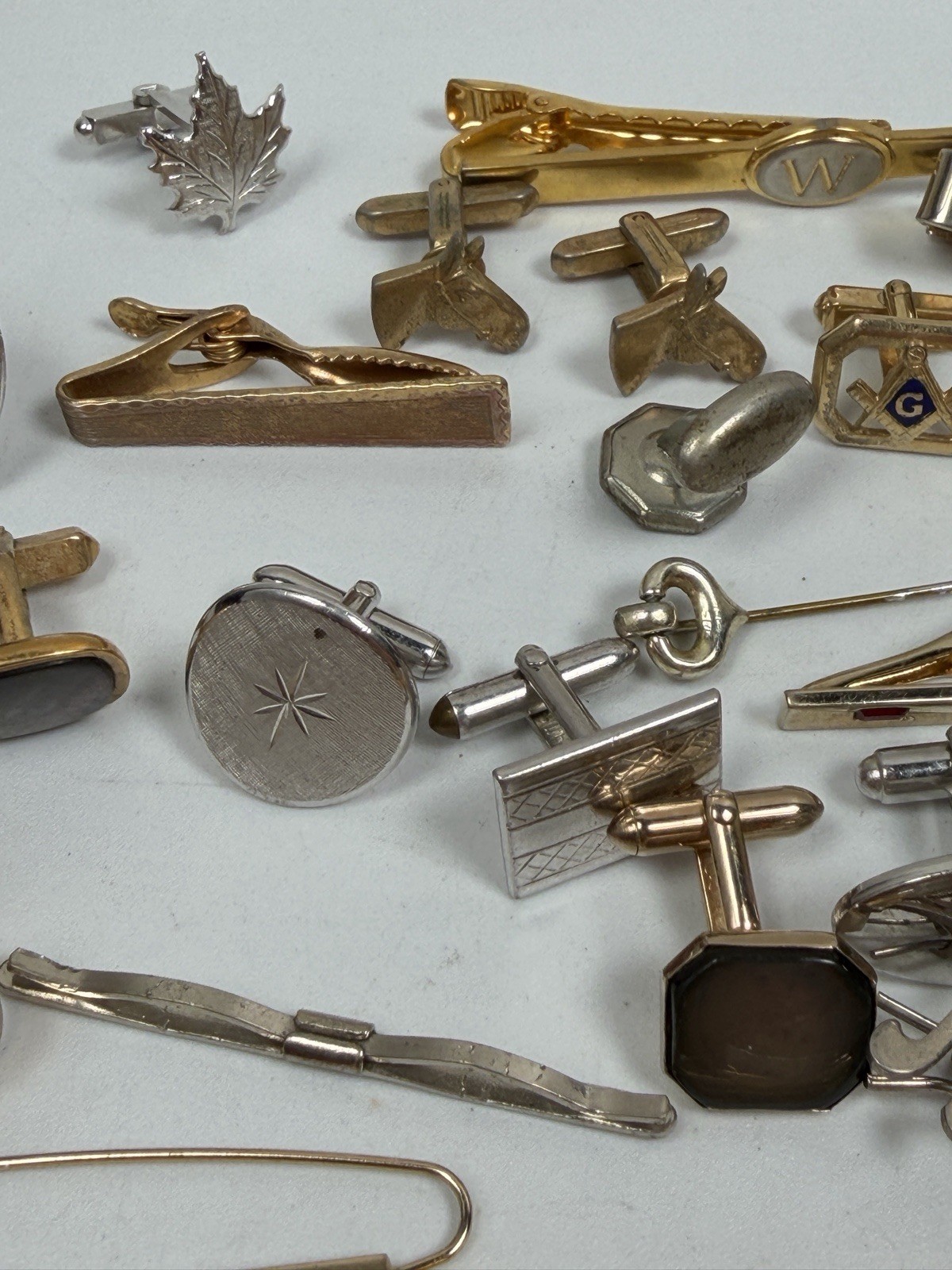 Vintage Cufflinks Tie Clips Lot 62pc Swank Mid Century Men's Jewelry Mixed