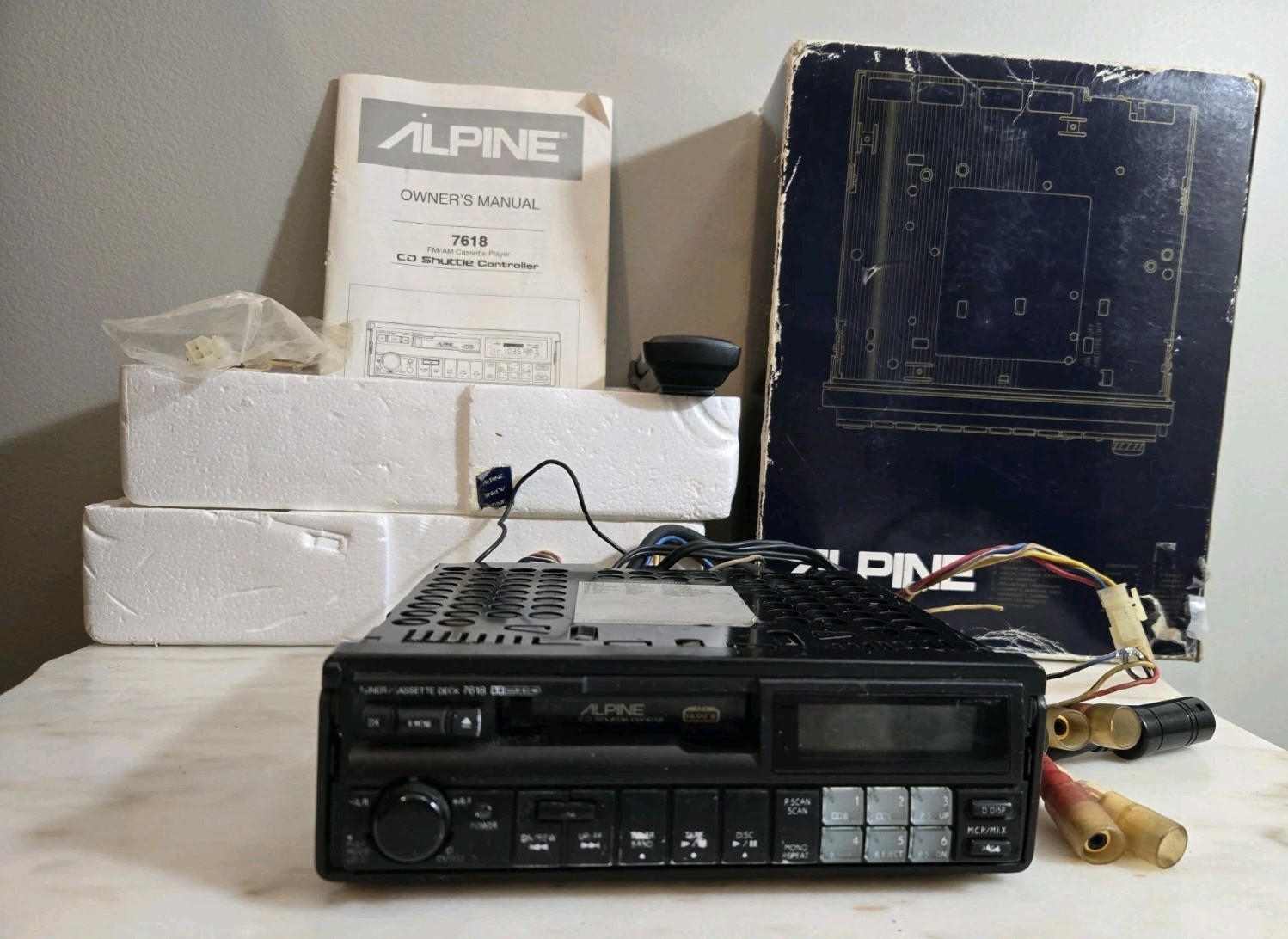 Vintage Rare Alpine 7618 AM FM Cassette Player Tuner Stereo -COMPLETE- UNTESTED