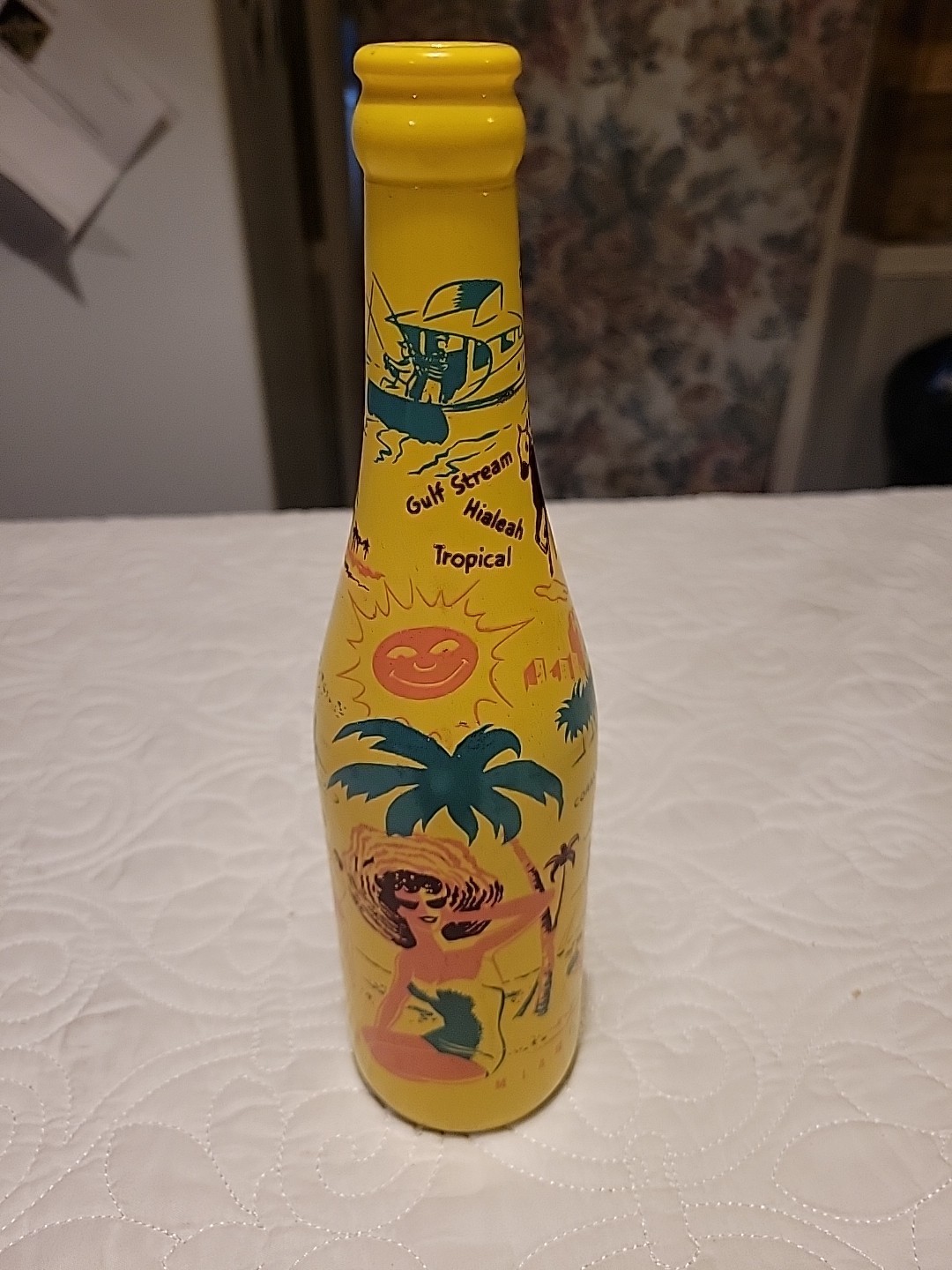 Vintage 1955 ABCB Convention Miami Bottle D-Duralas 10" Souvenir Yellow Glass