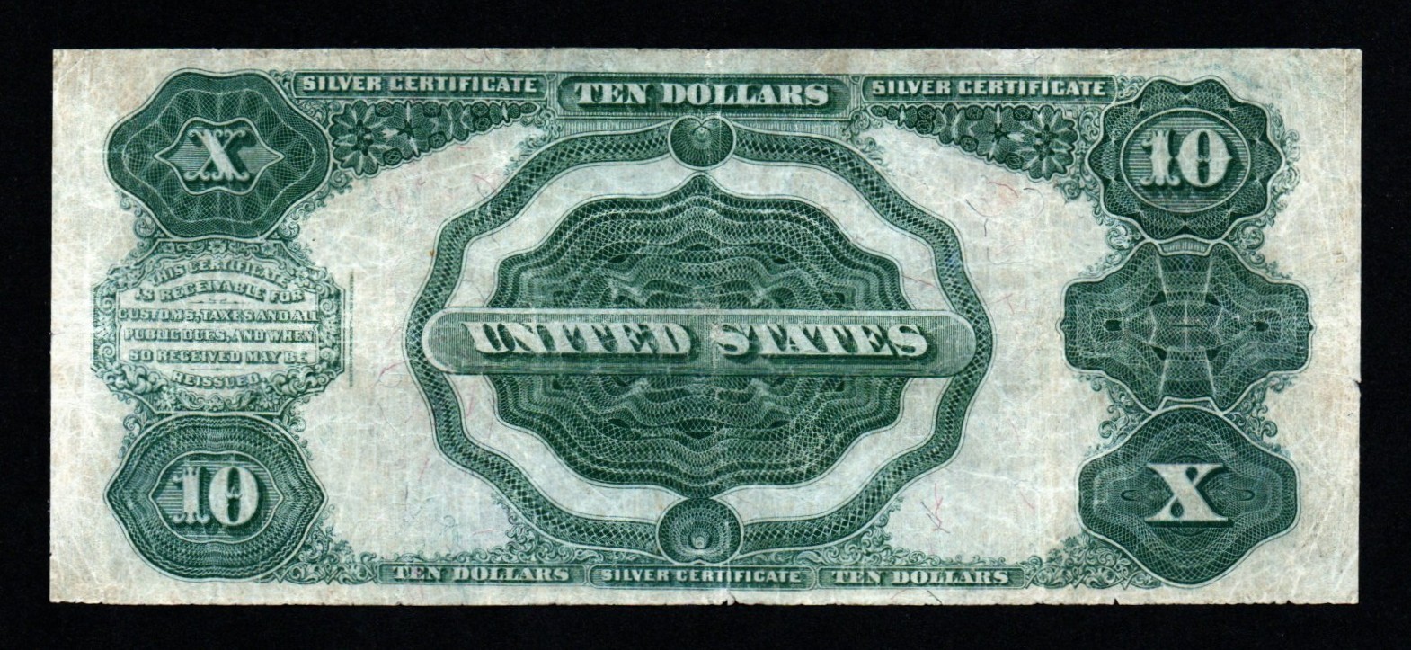 1908 $10 *Tombstone Note* LARGE Size VF+ Silver Certificate!