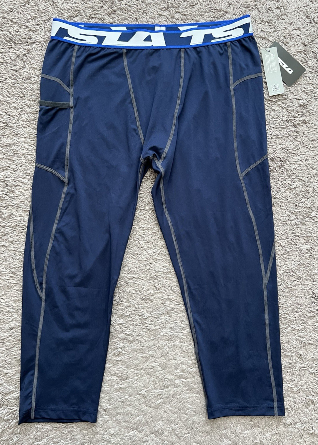 TSLA Men's Compression Tights Pants Baselayer Blue Bottom 2XL NEW