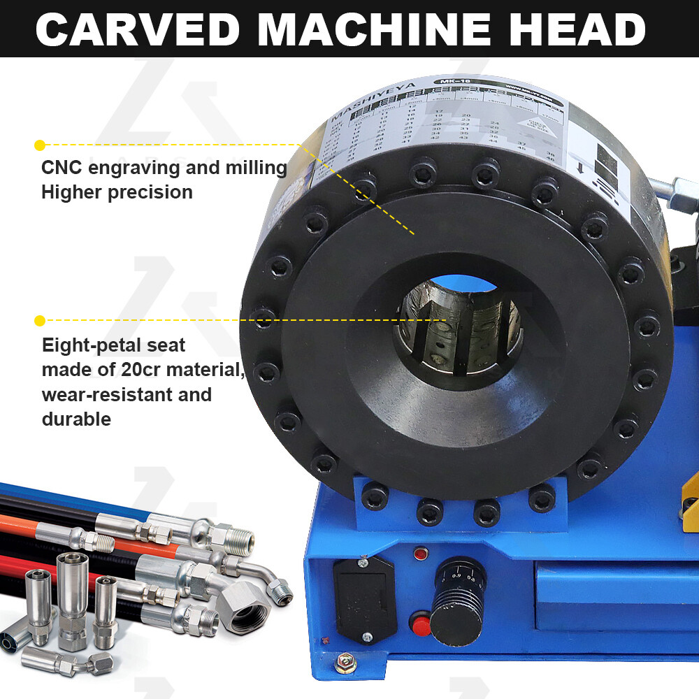 Hydraulic Hose Crimping Machine With 8 Set Magnetic Dies 1/8-1inch Hose Crimper