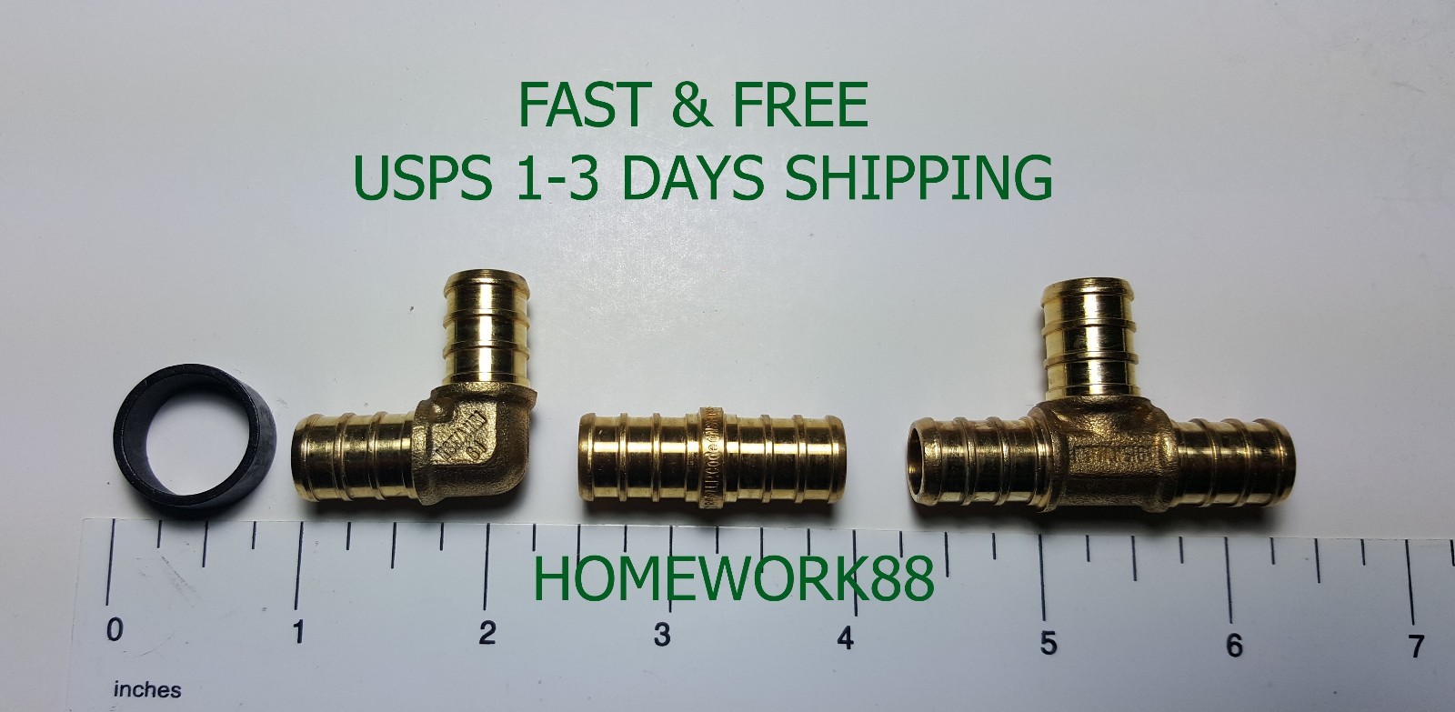 (130 PCS) 1/2" PEX CRIMP FITTINGS WITH COPPER CRIMP RINGS, LEAD FREE BRASS