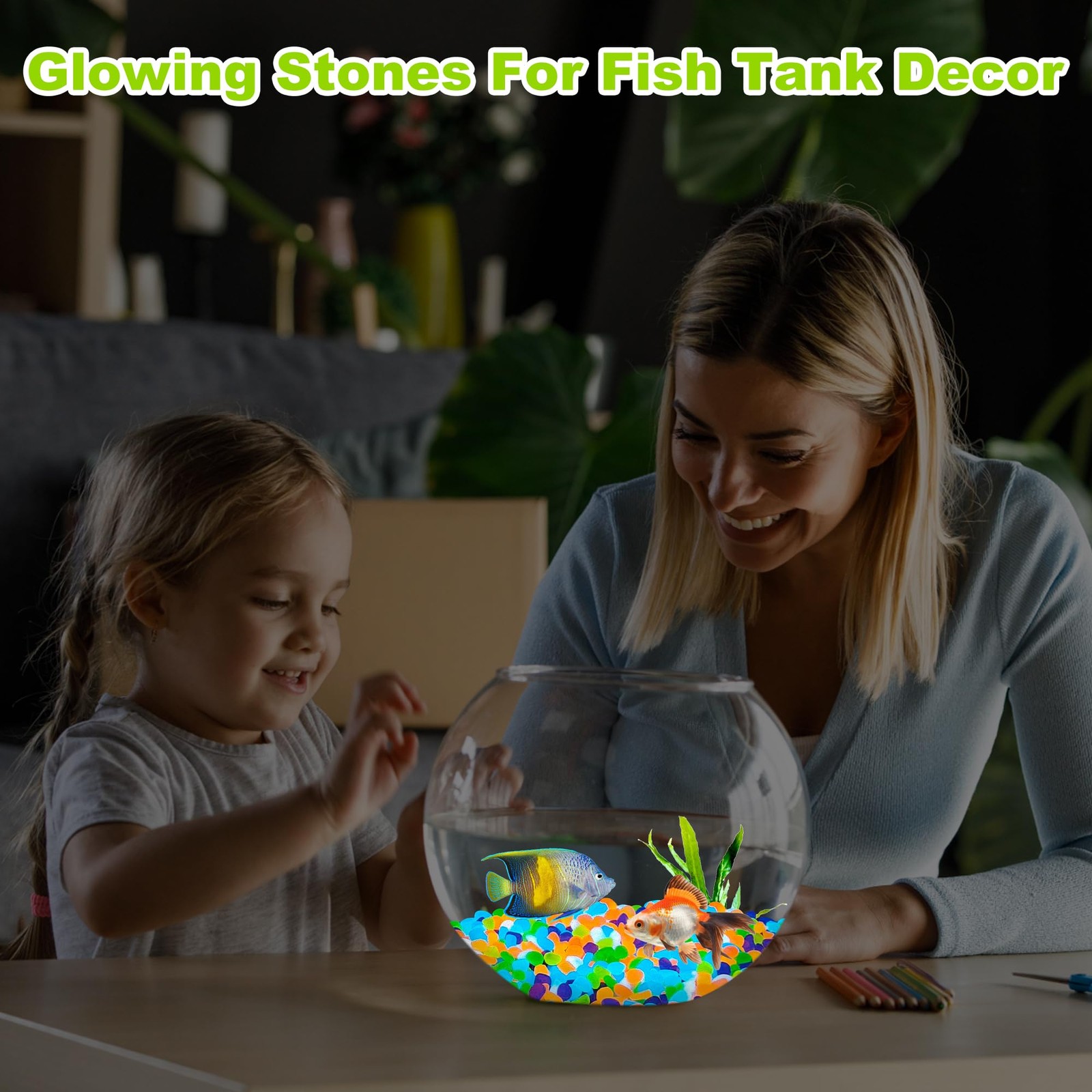 1000pc Glow in The Dark Stones Glow Pebbles for Outdoor Garden Luminous Pebbl...