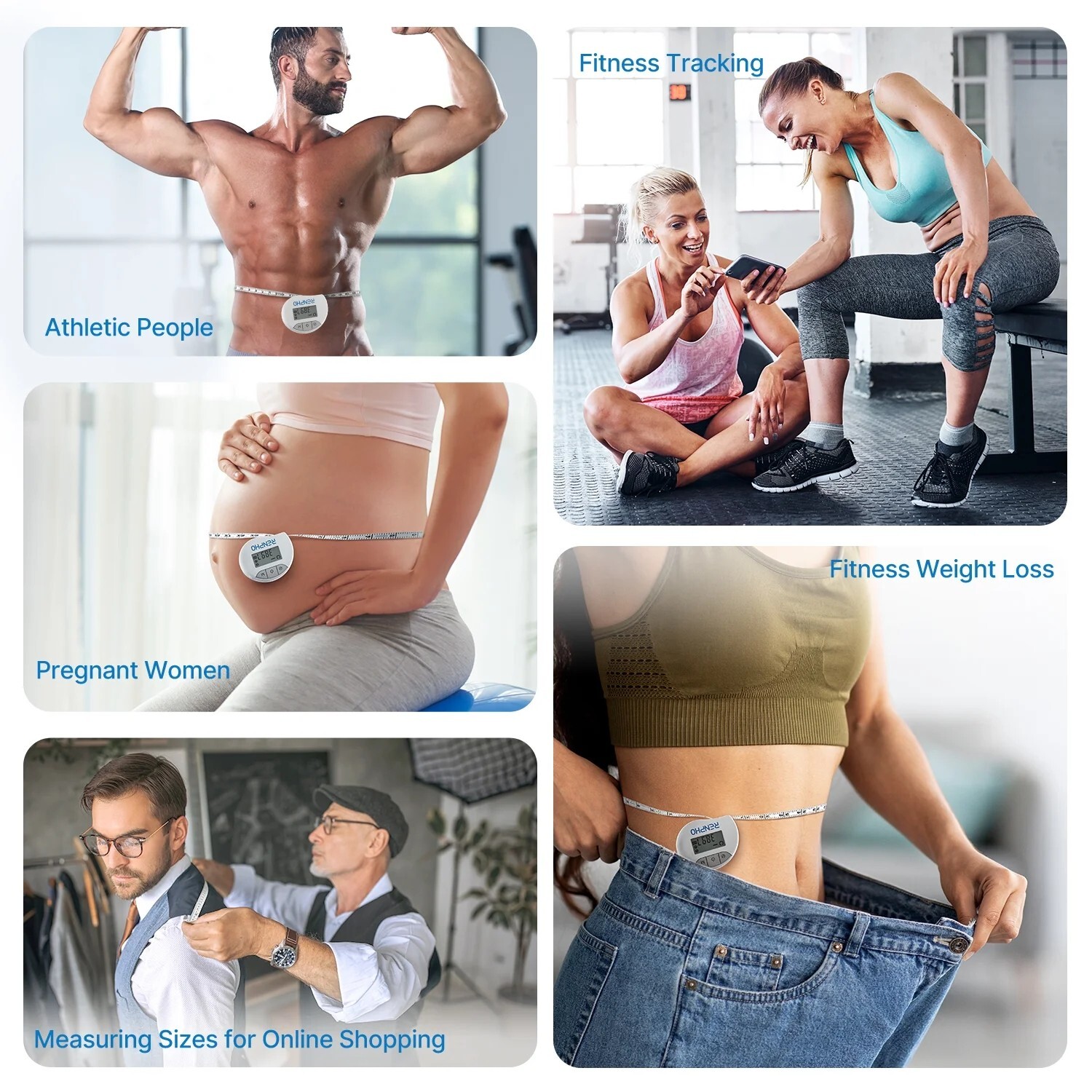 RENPHO Smart Tape Measure Body Measuring Tape for Weight Loss Bluetooth Tape US