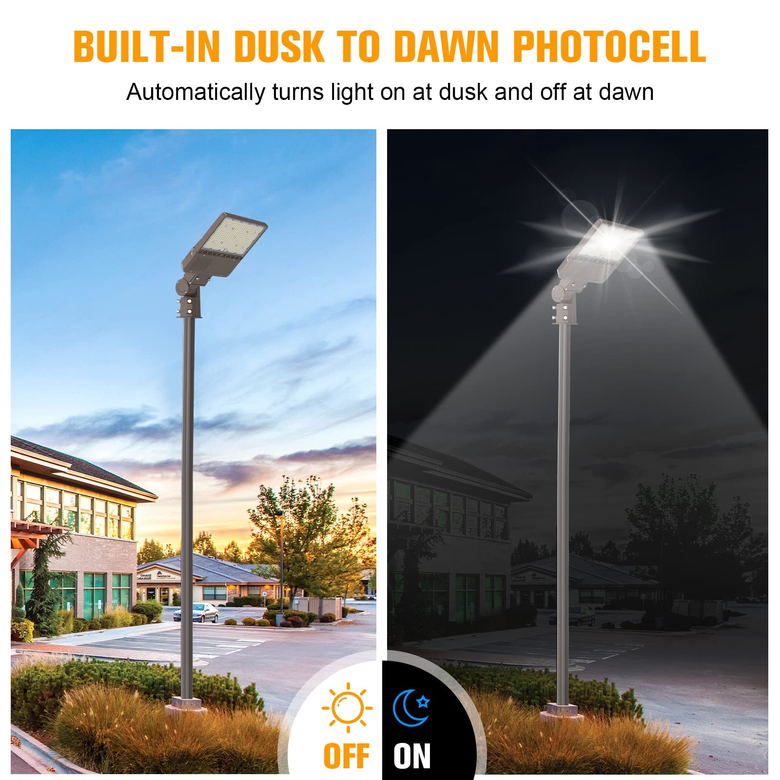200W LED Parking Lot Light Dusk To Dawn Commercial Shoebox Pole Fixture 28000LM