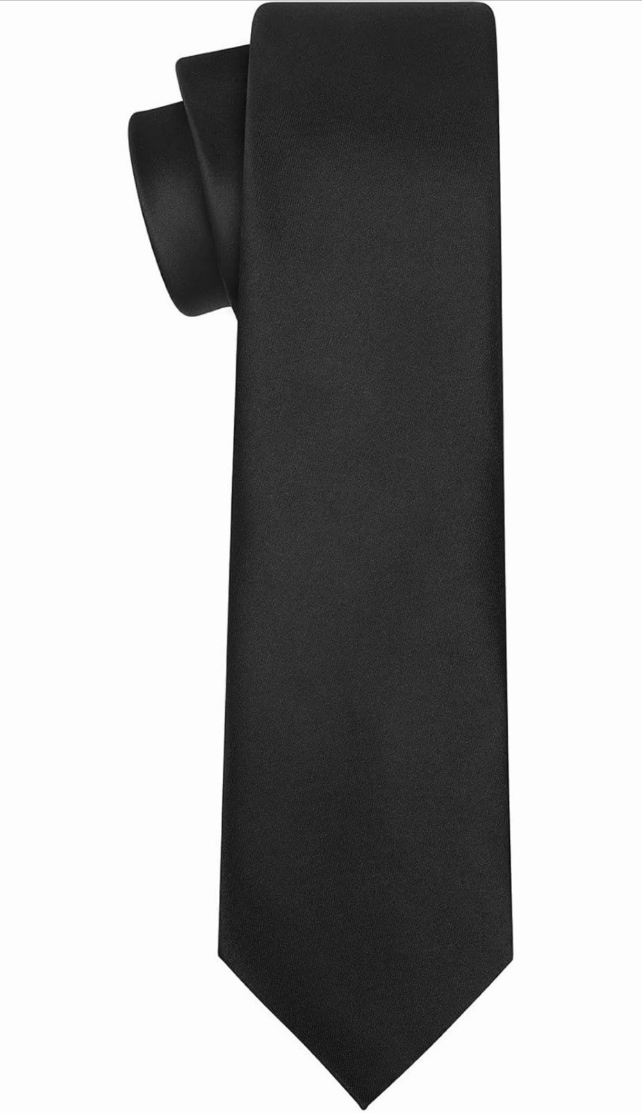 New Ferarirric Men’s Necktie Black Solid Narrow Tie 58” Classic Length