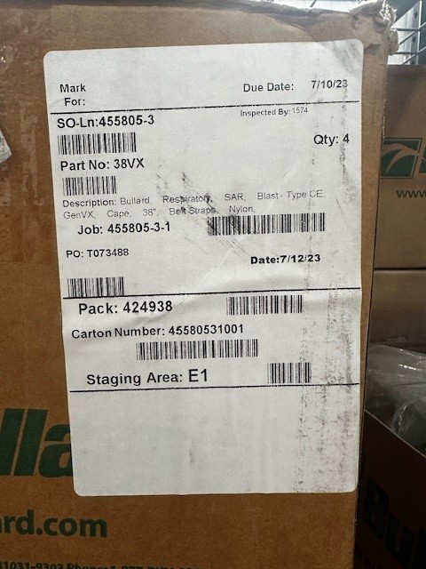 NEW Bullard Tan Nylon Blast Cape, 38VX, 38", for GenVX Respirator