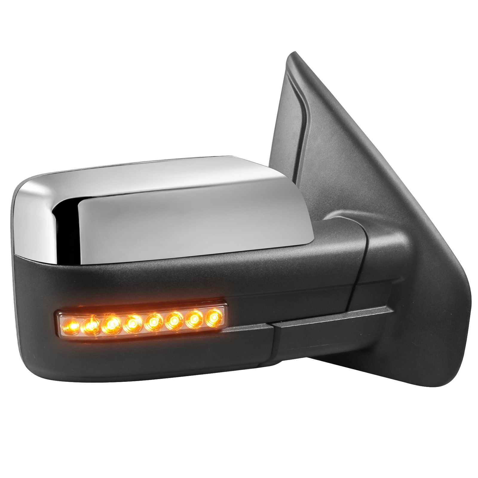 1 Pair Chrome Tow Side View Mirrors For 04-14 Ford F-150 with Sequential Signal