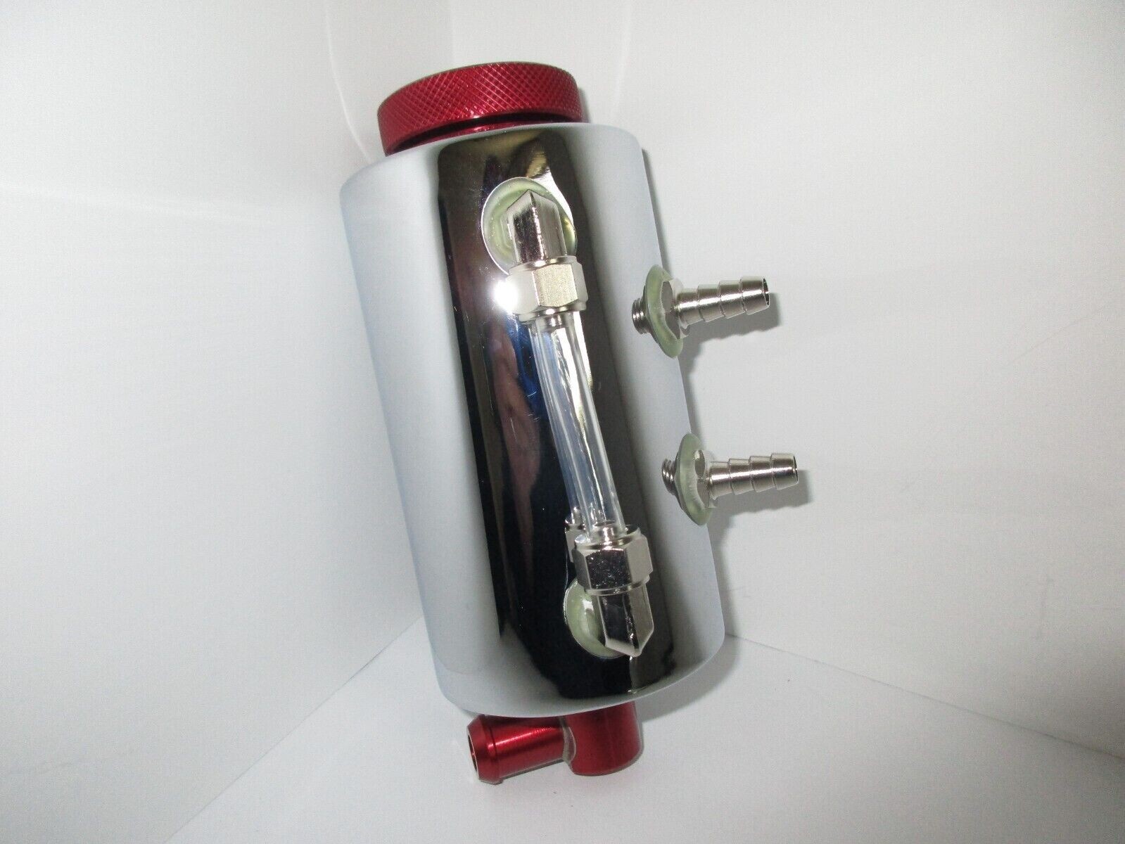 CHROMED ALUMINUM POWER STEERING OVERFLOW REMOTE RESERVOIR 12 oz. UNIVERSAL #9968