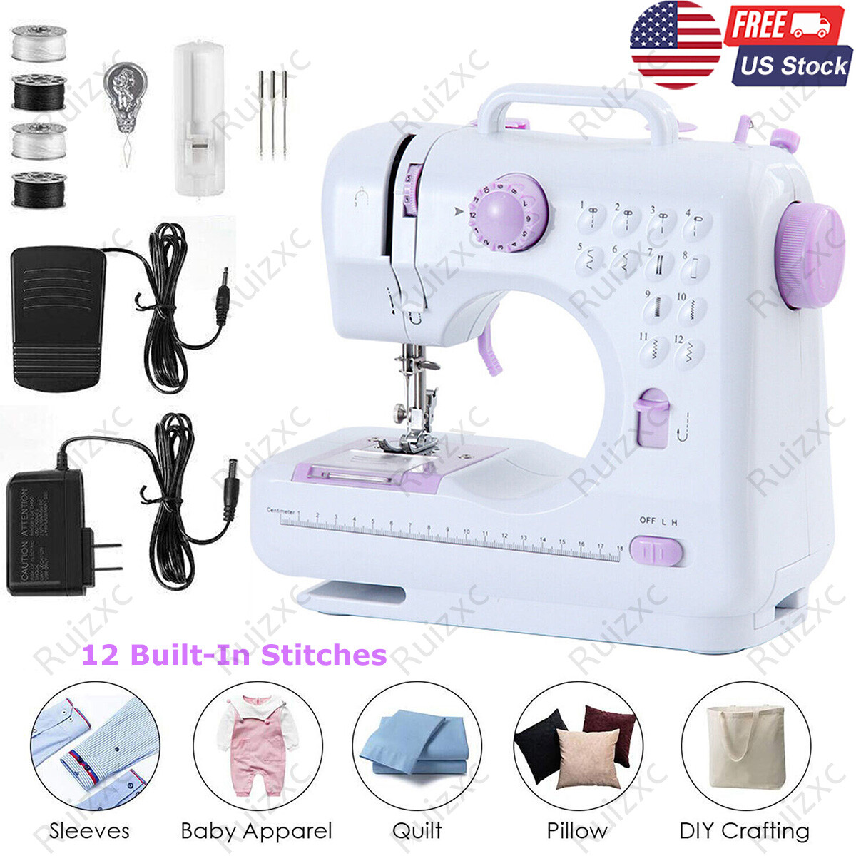 Electric Sewing Machine Portable Crafting Mending Machine 12 Built-In Stitches