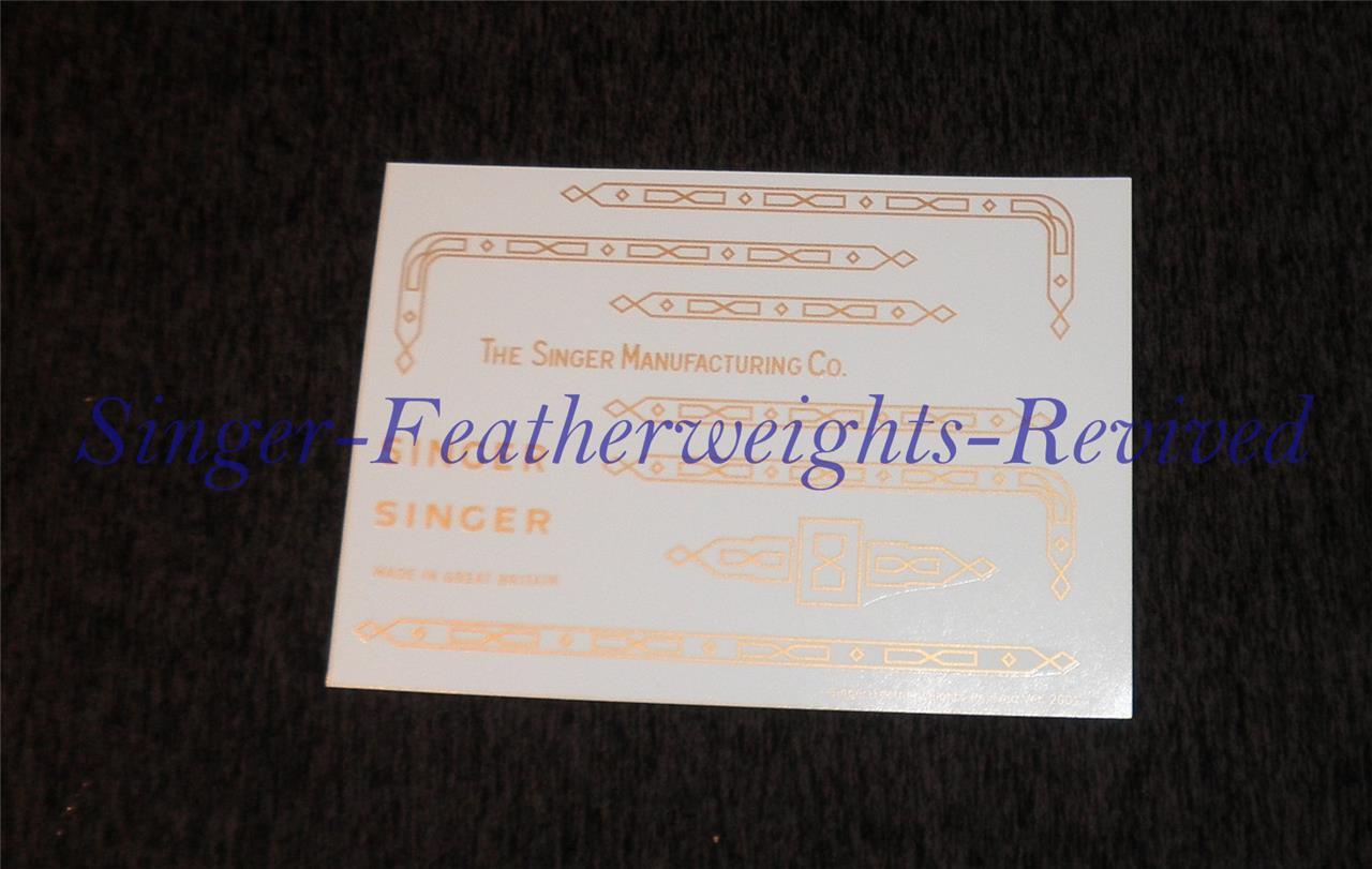 SINGER FEATHERWEIGHT GOLD METALLIC ***PRE TRIMMED*** DECAL SET FOR 221K - 222 K
