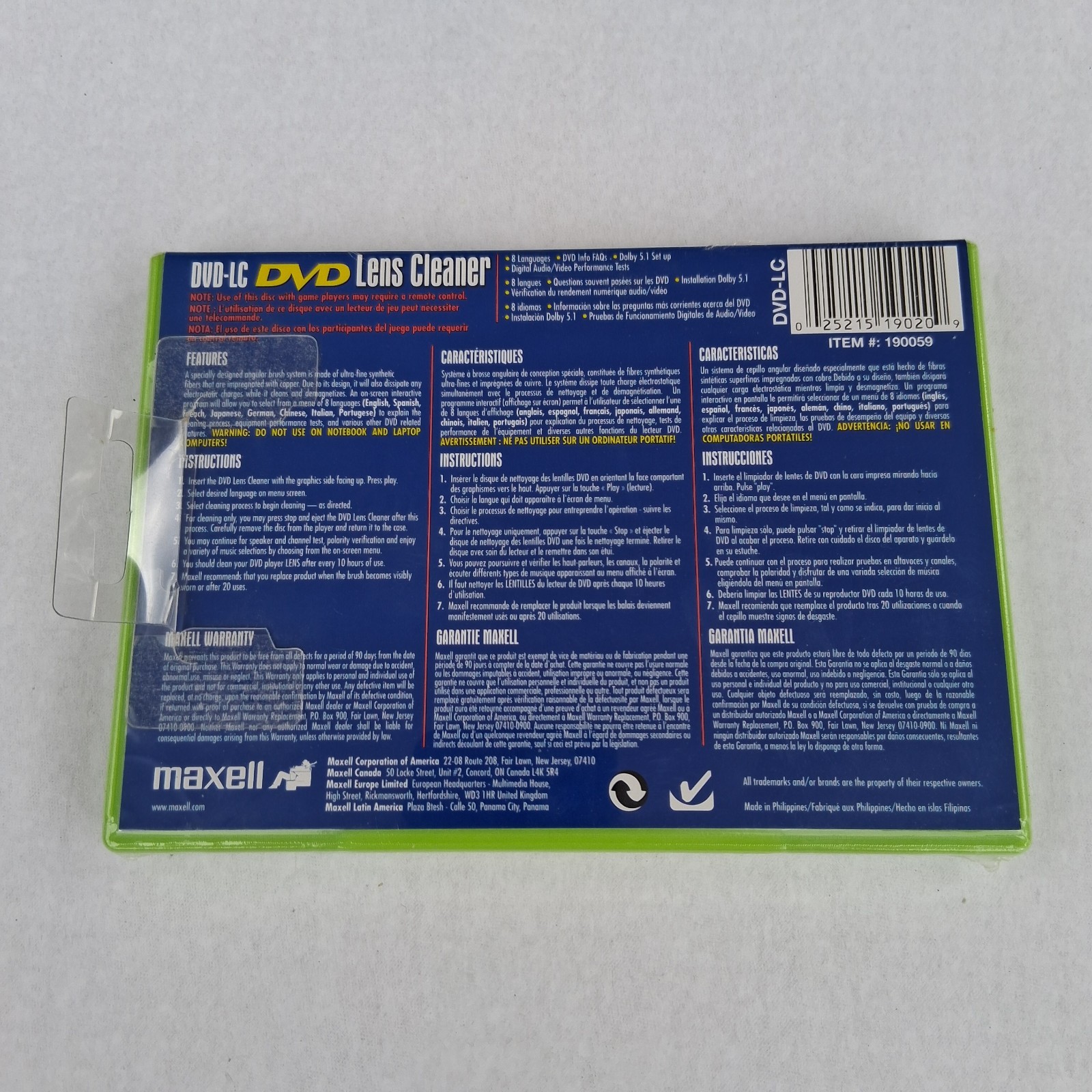 Maxell DVD Lens Cleaner Thunderon Brush System Home Theater Set-up DVD-LC 190059