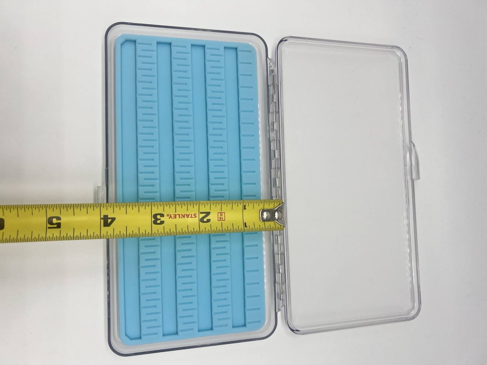 Large Thin Fly Box Silicone Slits, Clear Lid Horizontal or Vertical, Rainbow