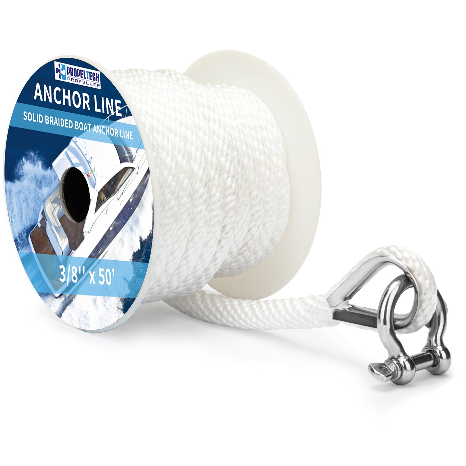 Anchor Rope Braided Anchor Line 3/8Inch 50 FT Premium Solid Braid MFP Boat Rop