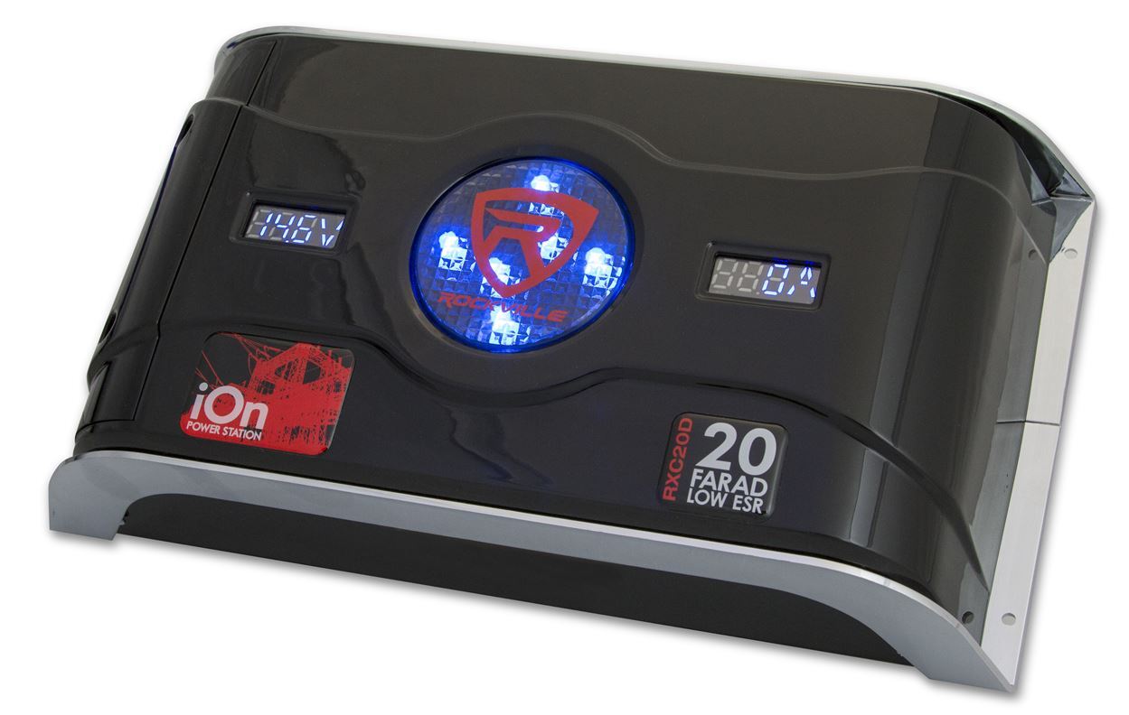 Rockville RXC20D V2 20 Farad Hybrid Ion Car Capacitor Voltage & Amperage Meter