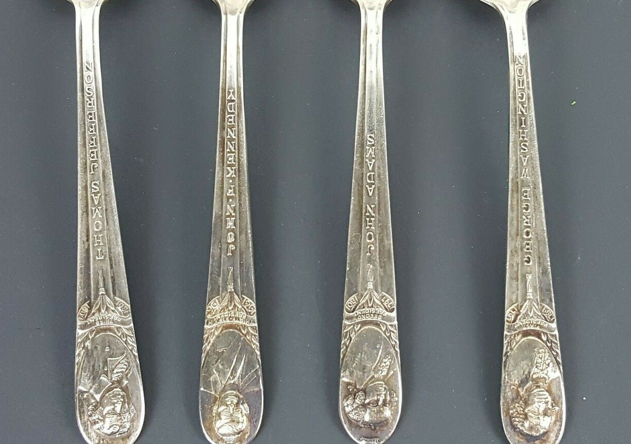 Lot of 4 Rogers manufacturing silver plated presidential spoons