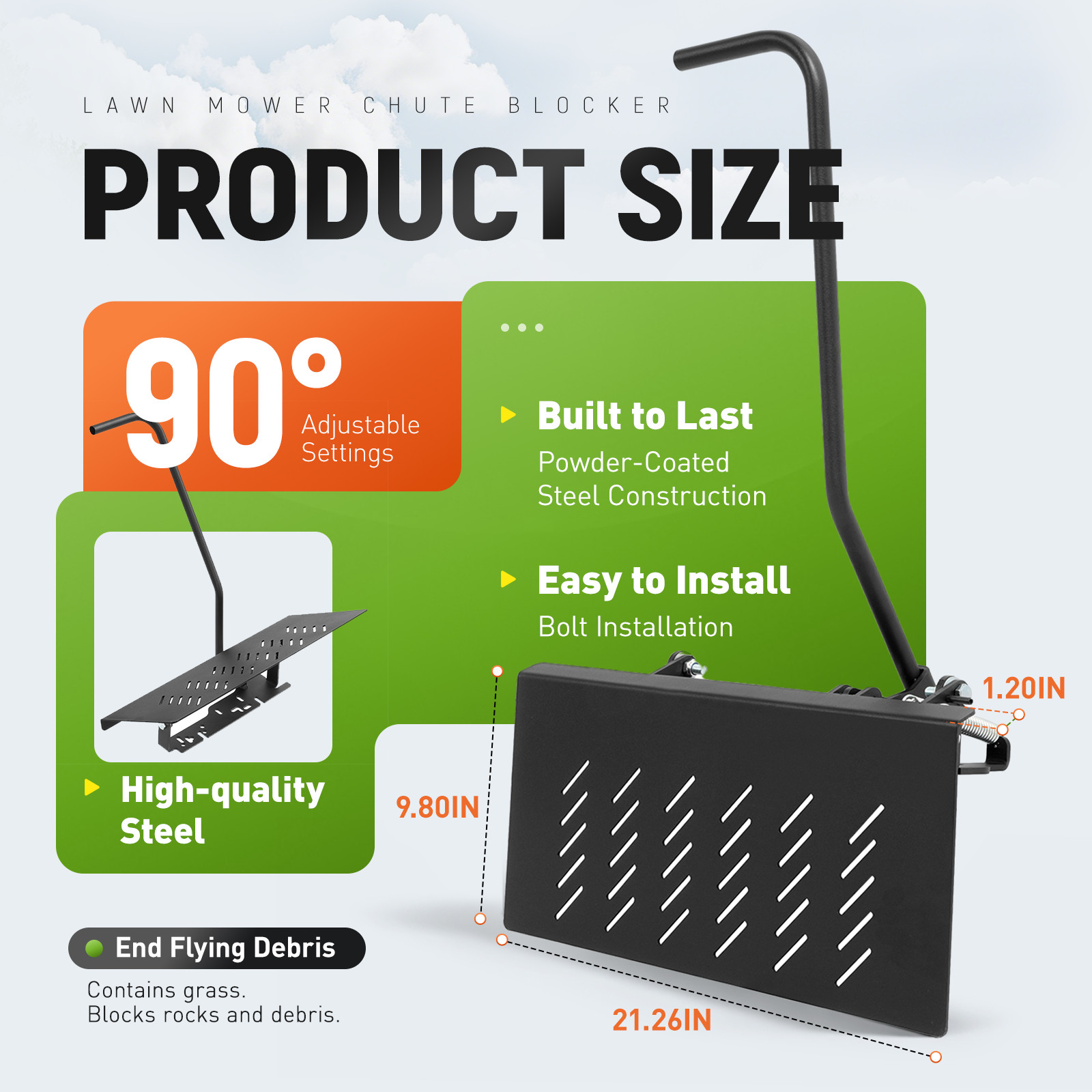 Chute Blocker For ZT Mowers Toro #ACS6000ULS 088-6003-00 w/Mounting hardware