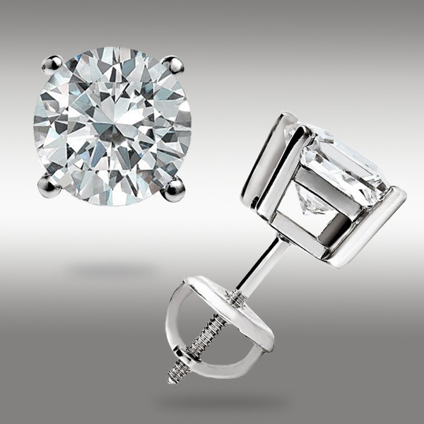 REAL 14K WHITE GOLD 1.00 CT BRILLIANT CUT GRA MOISSANITE STUDS SCREW-BACK GIFT