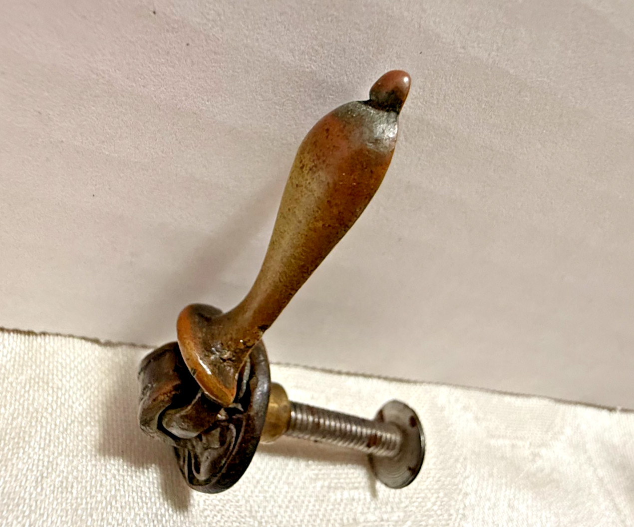 Vintage Teardrop / Pendant Drawer Pull Brass Tone Furniture Hardware Aged Patina