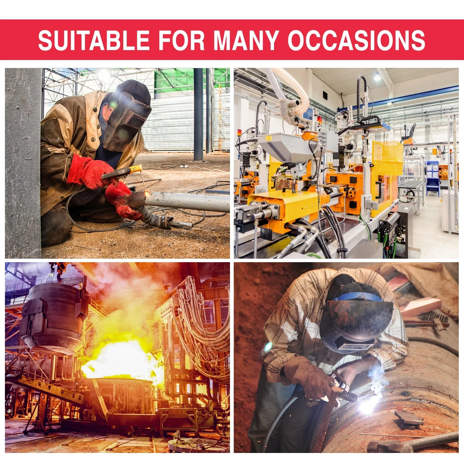 Solar Powered Auto Darkening Welding Helmet - Large View, True Color, High Temp