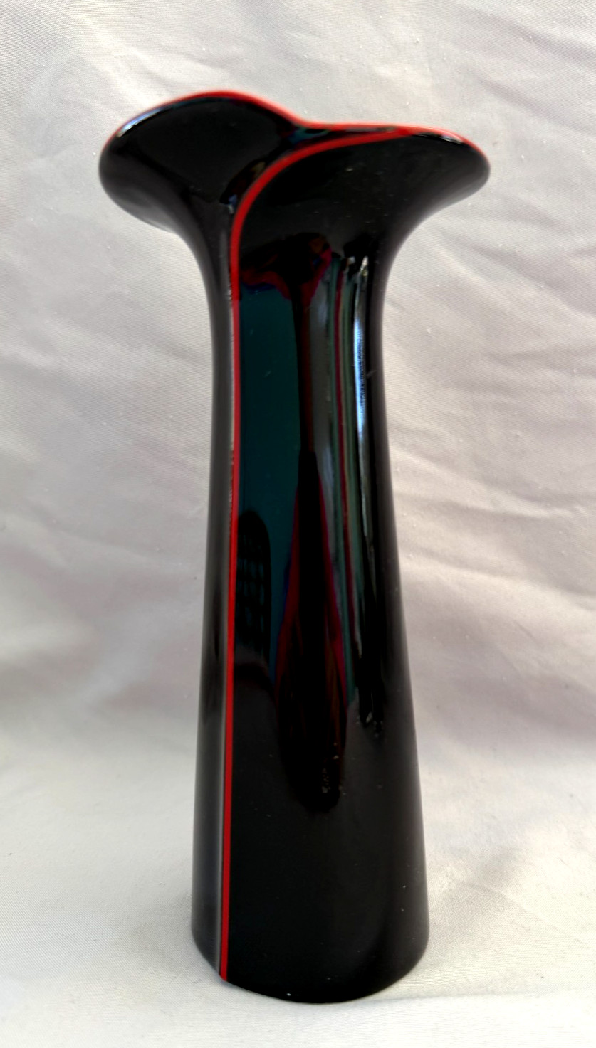 Japanese Black with Red Stripe Bud Vase Yamaji