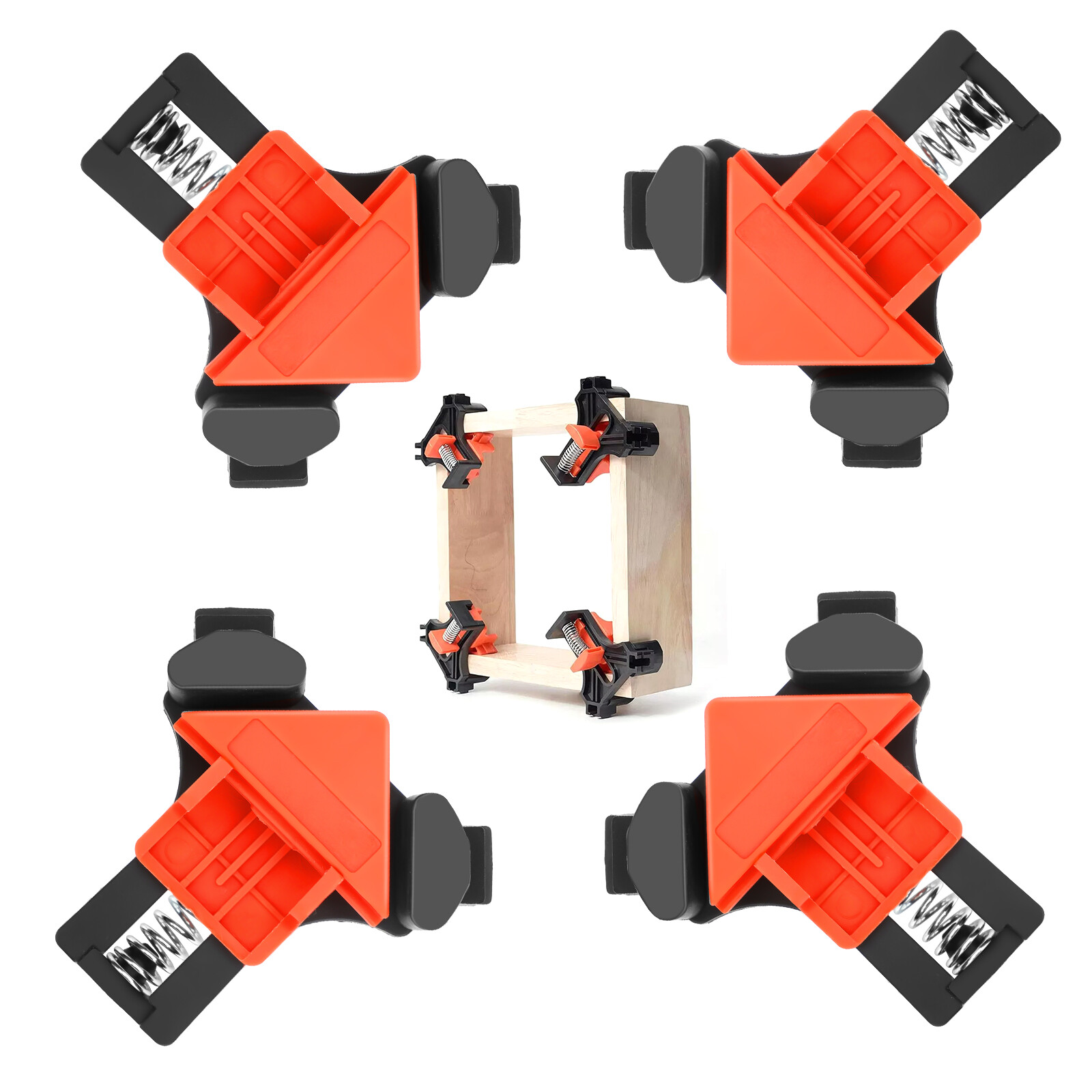 4 x 90 Degree Corner Clamp Adjustable Spring Right Angle Clamp for Woodworking