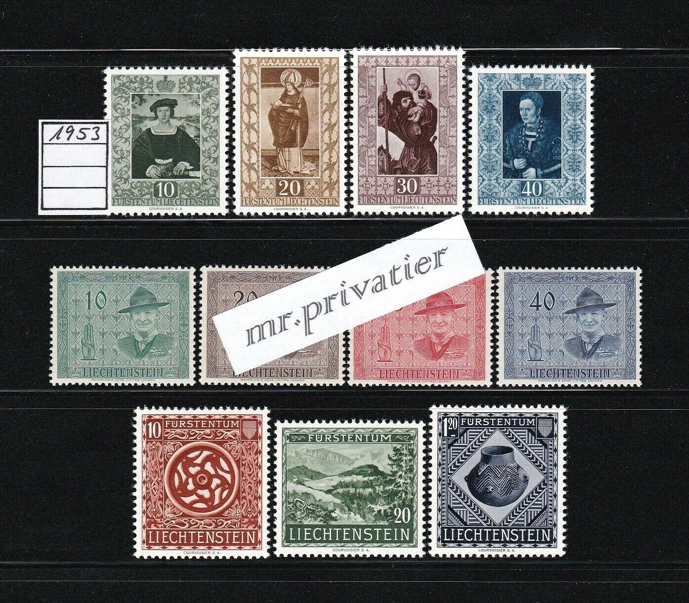 LIECHTENSTEIN 1953 - Complete Year.  MNH.  €325